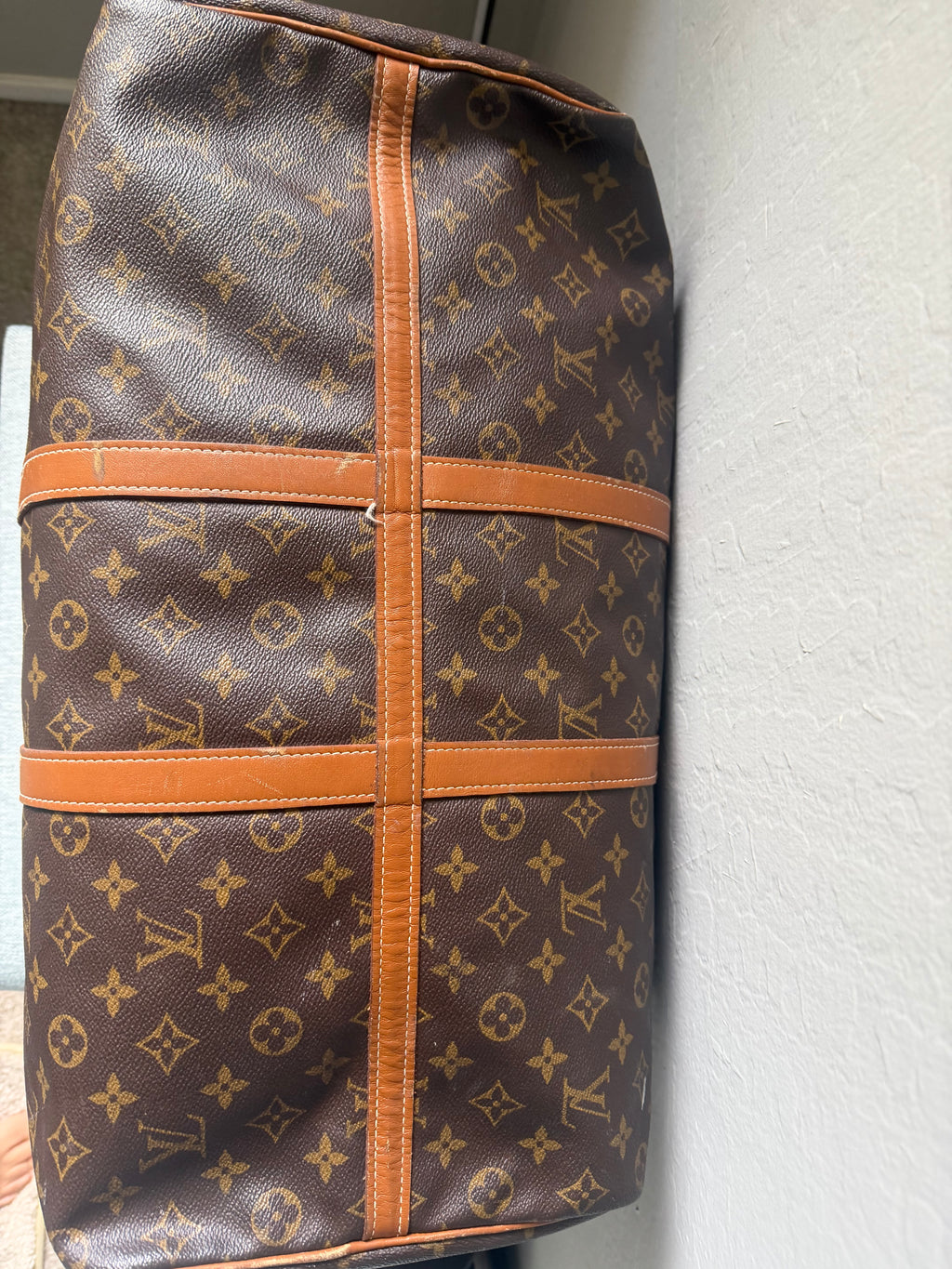 Louis Vuitton Keepall 55 Monogram Canvas Duffle Bag - Vintage Luxury Travel Bag with Leather Handles