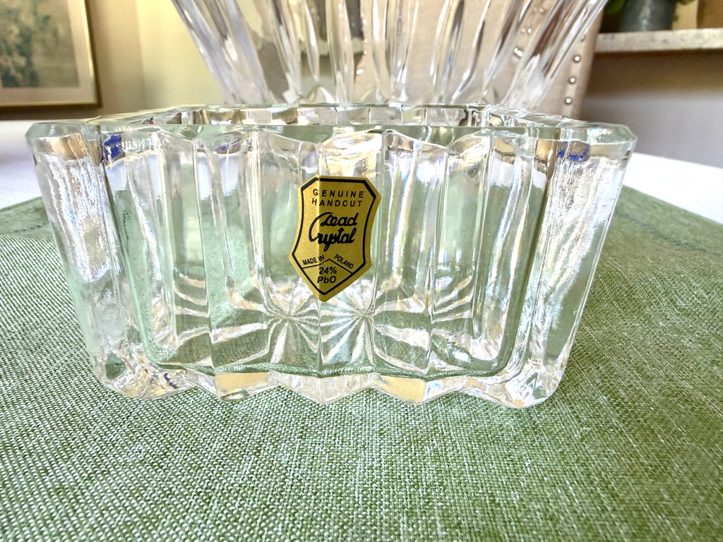 Hand-Cut Polish Lead Crystal Sugar Packet Holder / Trinket Dish – 24% PbO Crystal Catchall Vintage