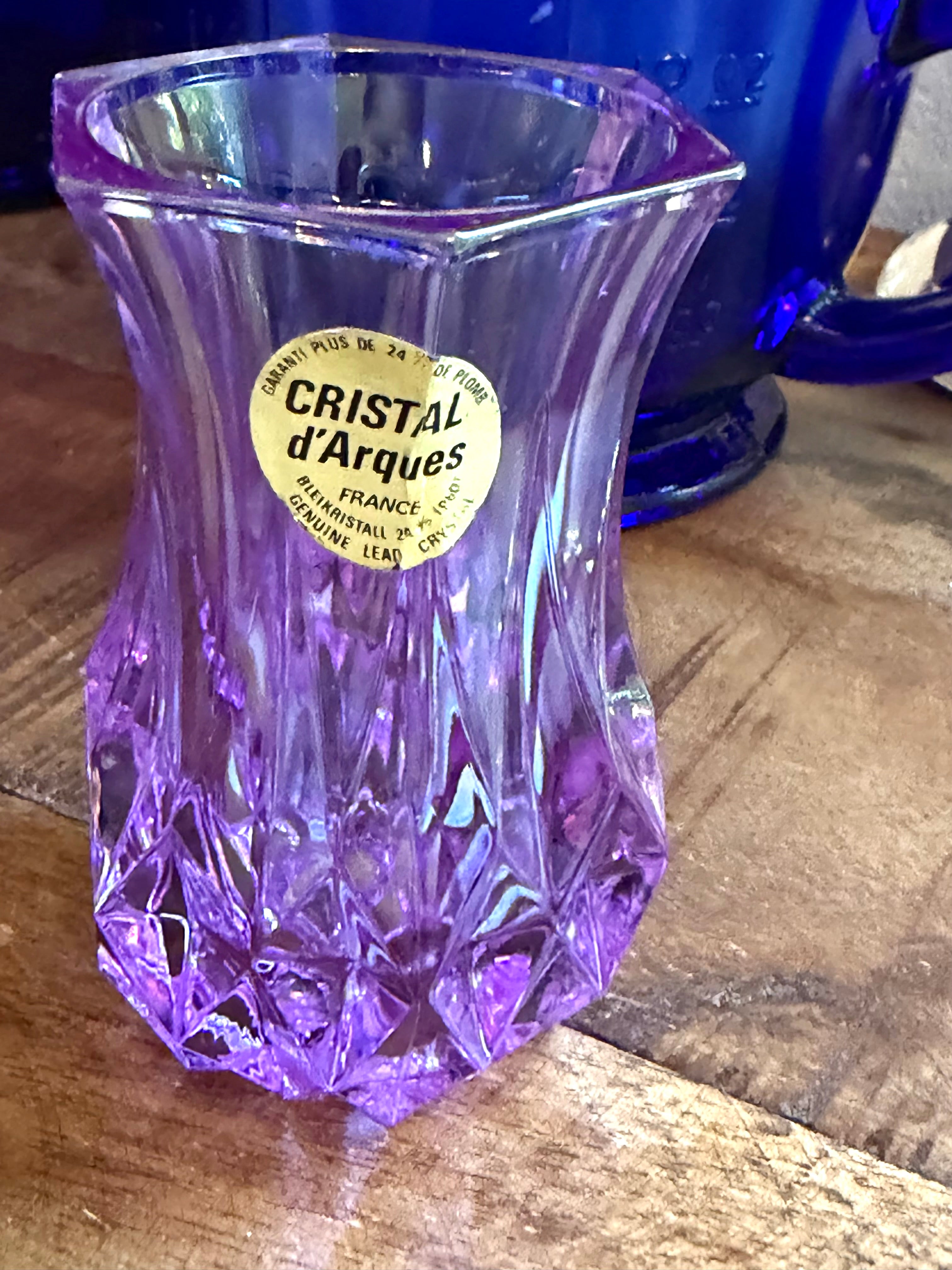 Color Changing Cristal d’Arques France Lead Crystal Vase Amethyst to Blue Rare