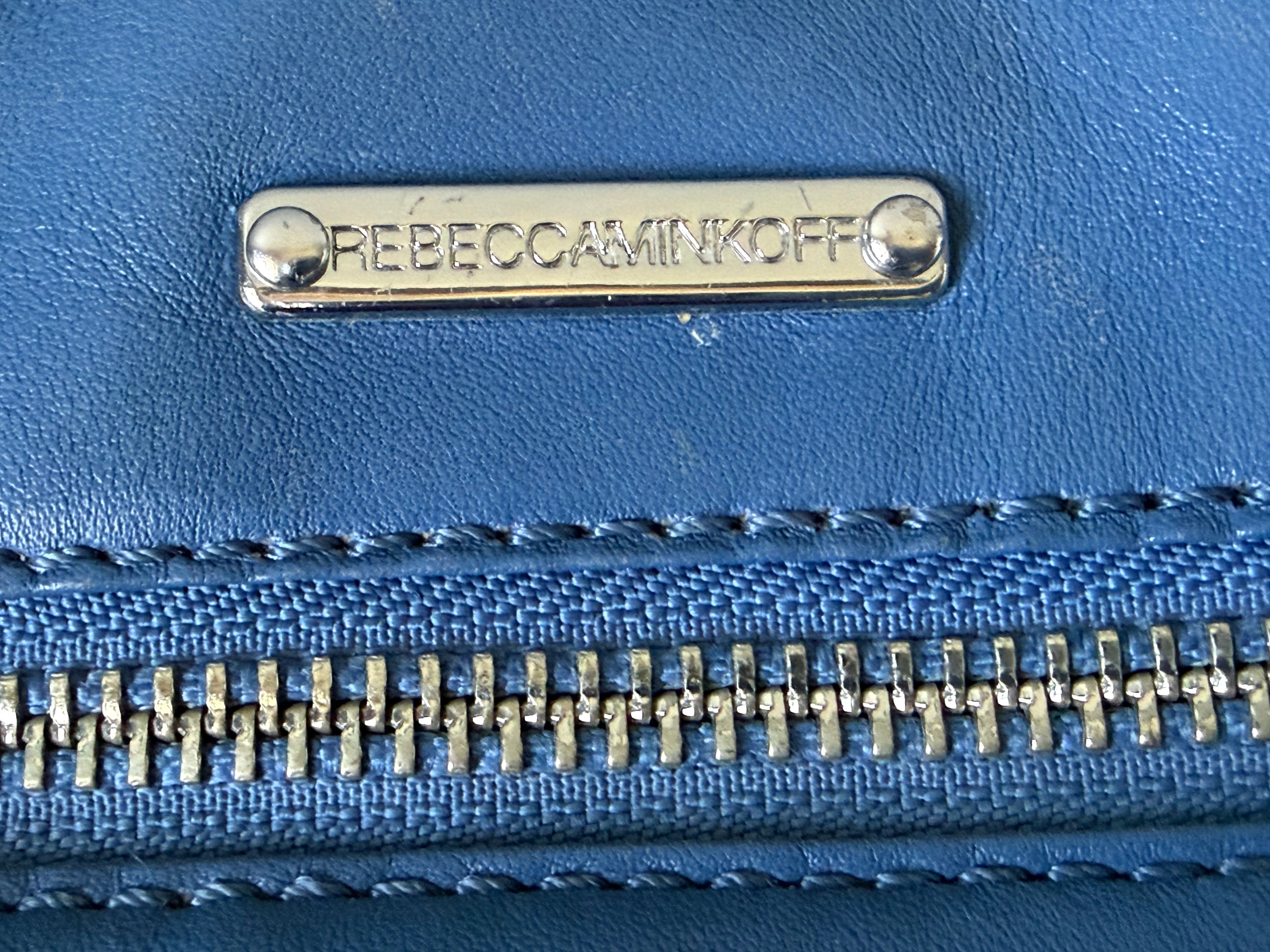 Rebecca Minkoff Blue Leather Studded Hobo Shoulder Bag | Chain Strap Designer Purse