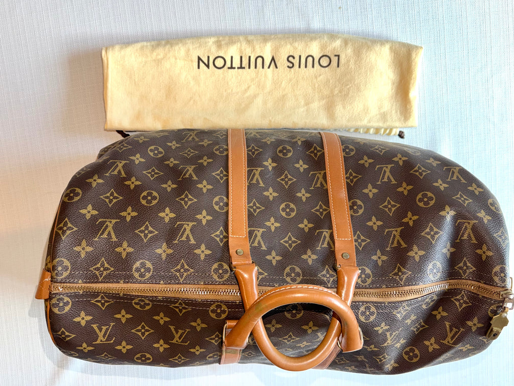 Louis Vuitton Keepall 55 Monogram Canvas Duffle Bag - Vintage Luxury Travel Bag with Leather Handles