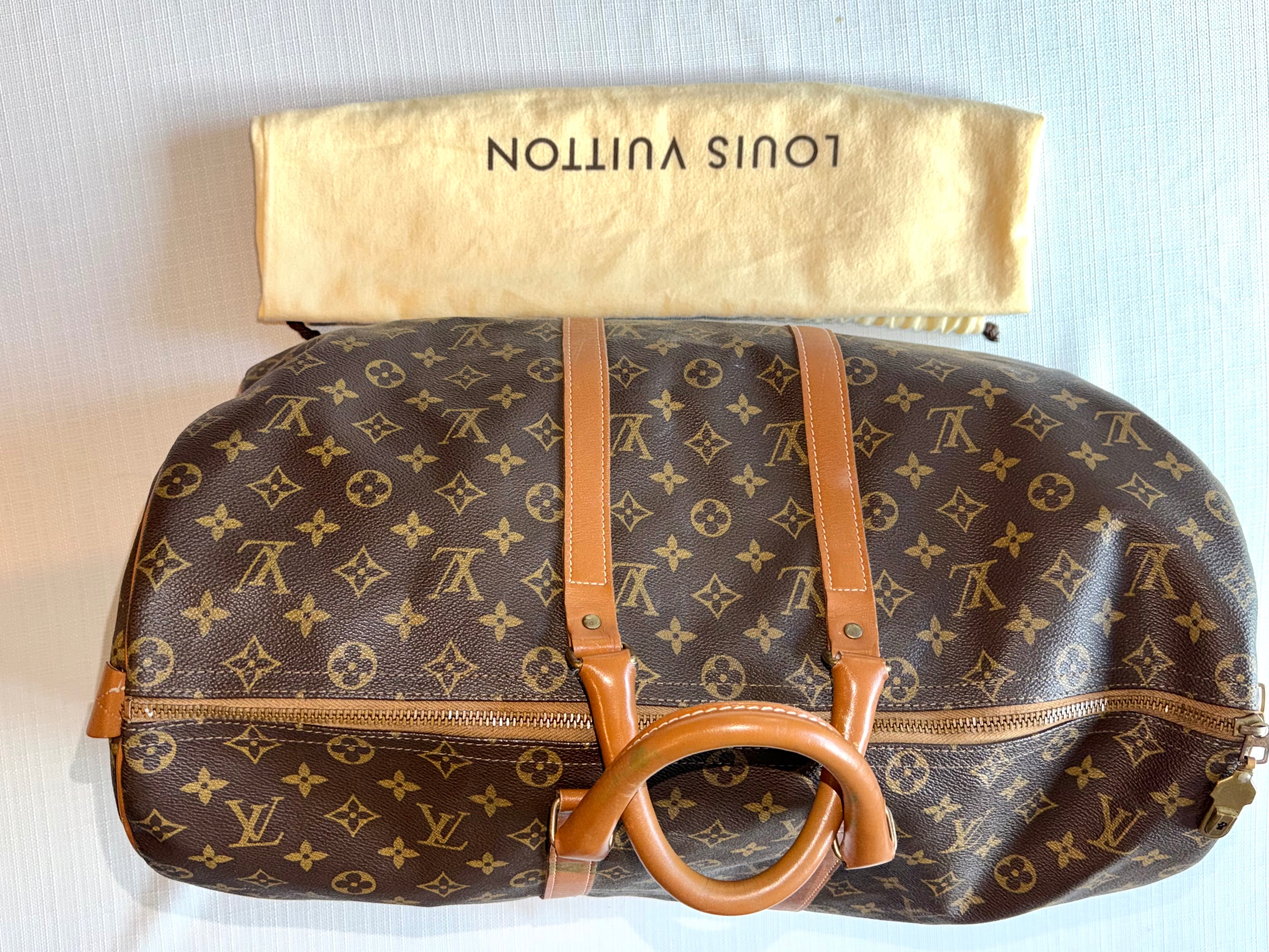Louis Vuitton Keepall 55 Monogram Canvas Duffle Bag - Vintage Luxury Travel Bag with Leather Handles