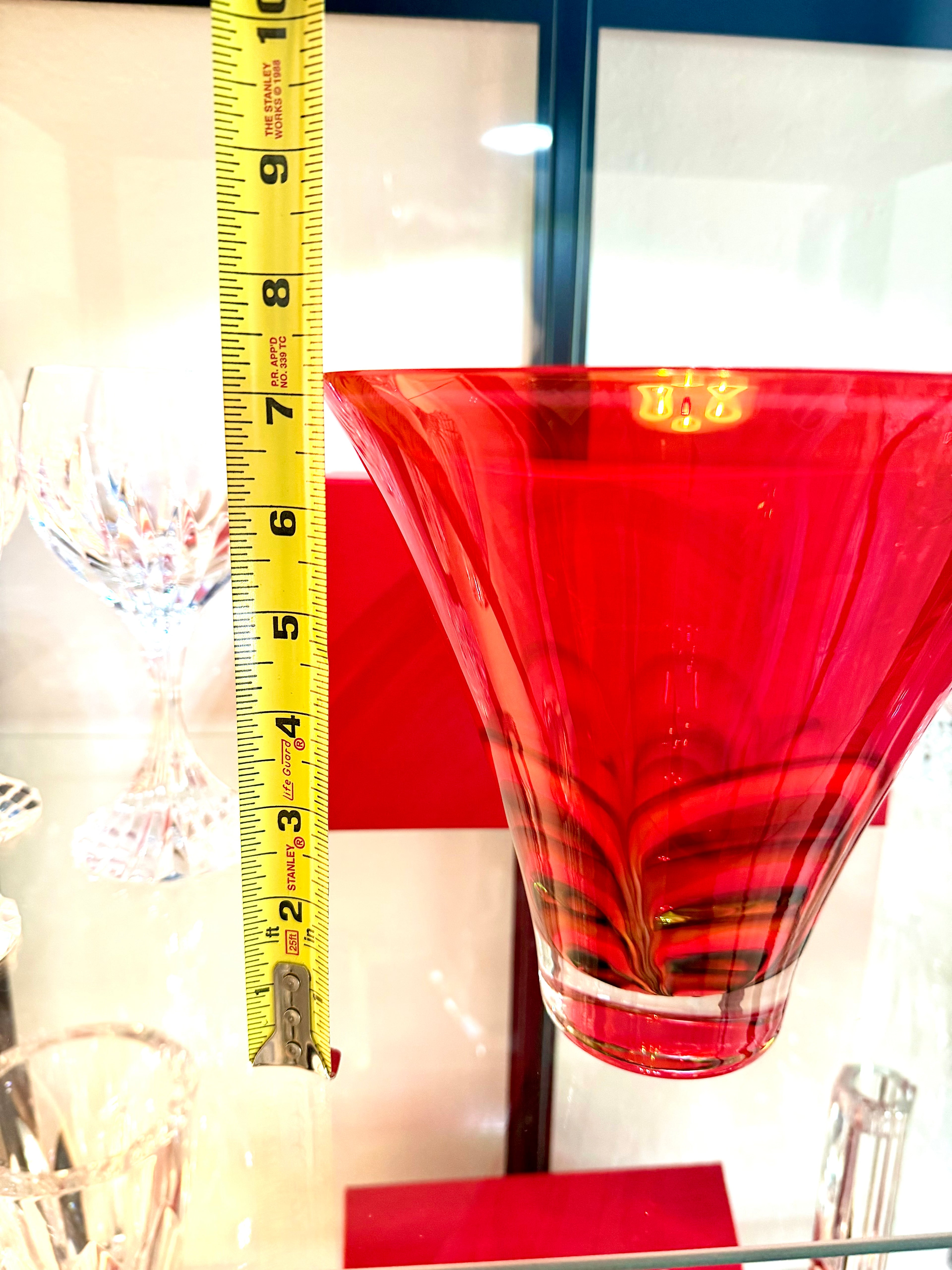 Waterford Evolution Ruby Red Art Glass Vase Ireland Contemporary Crystal Centerpiece
