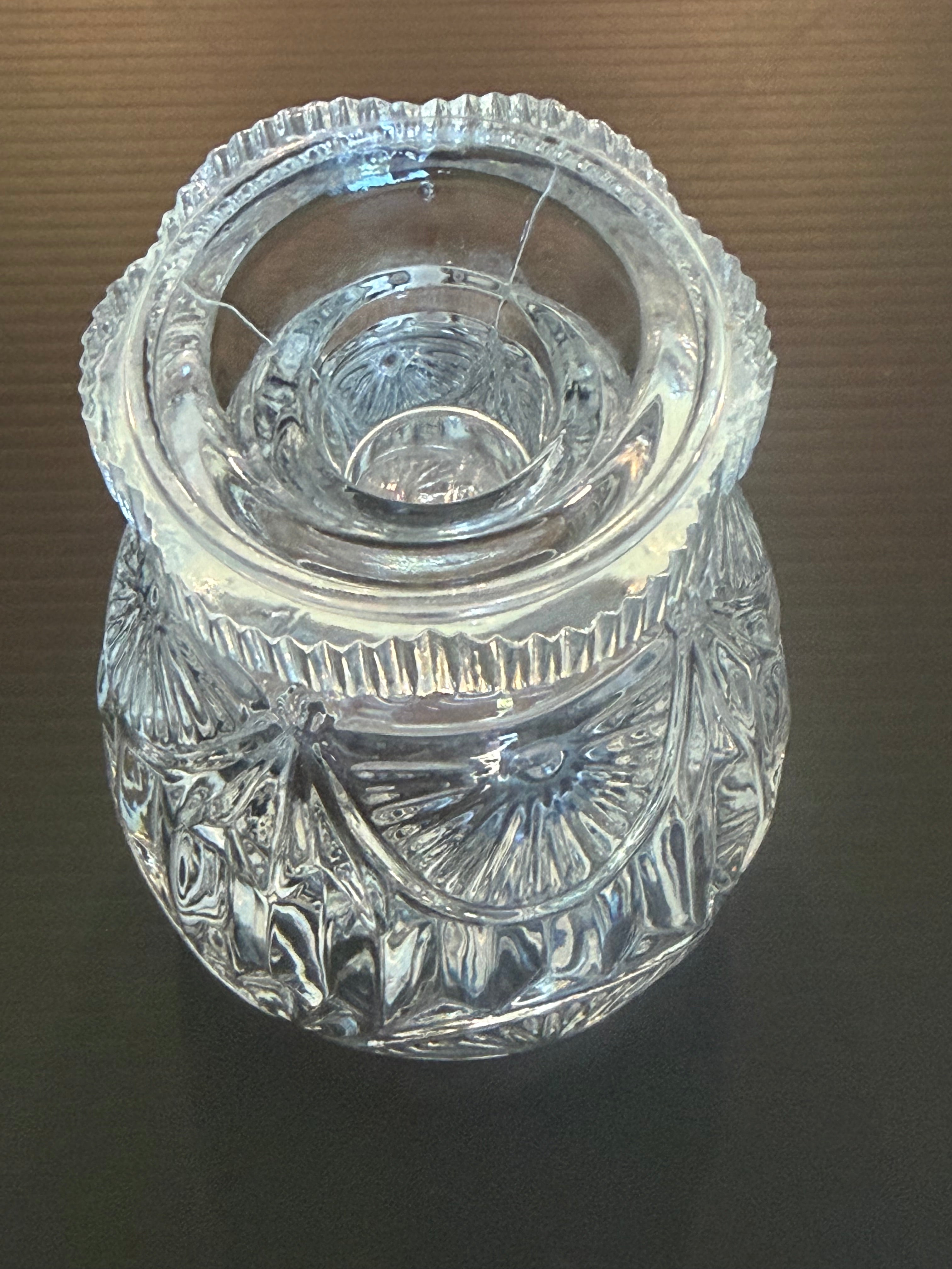 Pressed Crystal Votive Candle Holder Footed Glass Tealight Holder Elegant Cut Crystal Decor Vintage