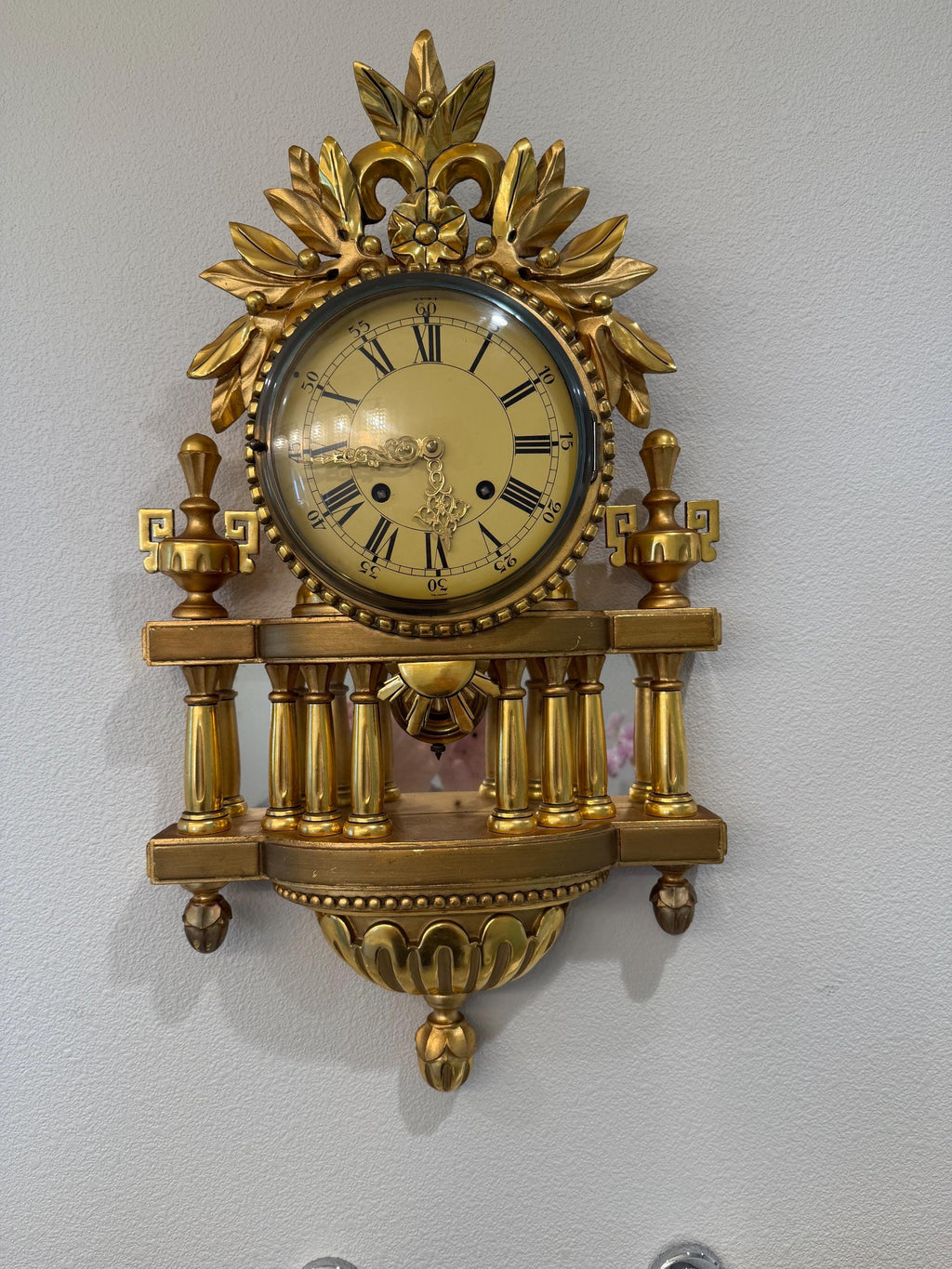 Gilt Wall Clock – Neoclassical Ormolu Cartel Clock, Working French