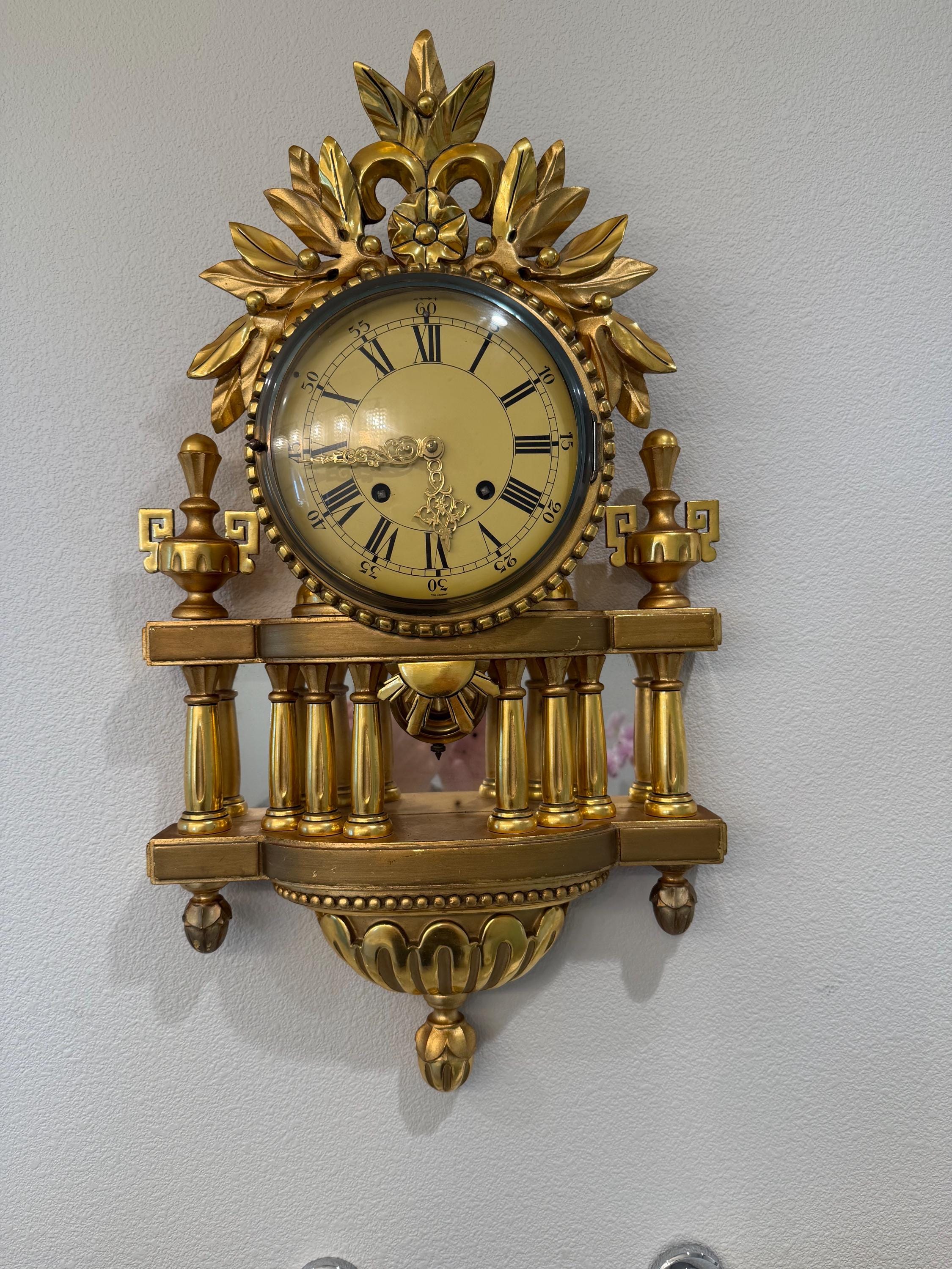 Gilt Wall Clock – Neoclassical Ormolu Cartel Clock, Working French