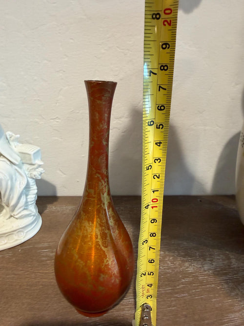 Art Pottery Bud Vase | Iridescent Copper Glaze | Mid-Century Studio Style