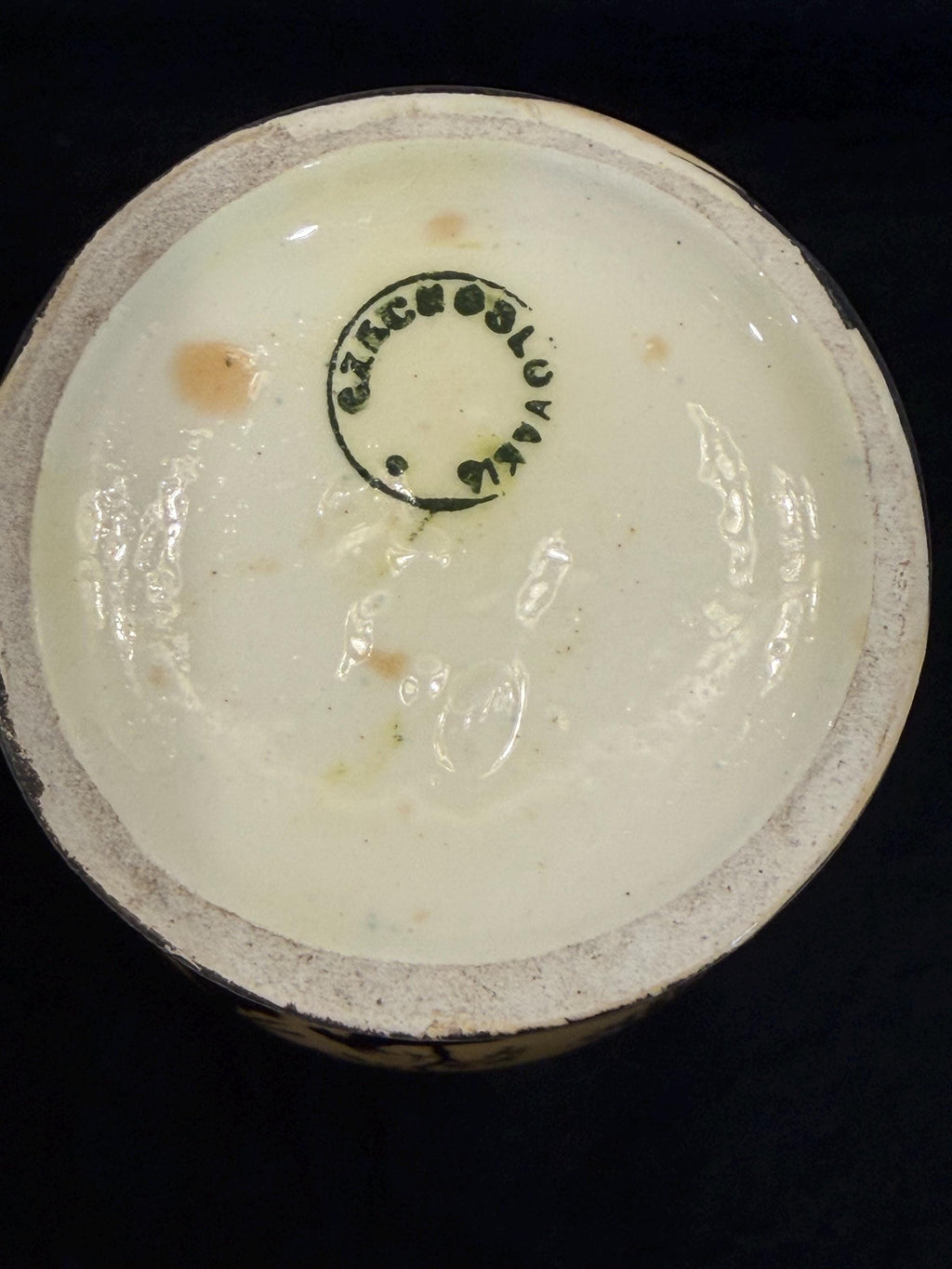 Art Nouveau Style Scenic Ceramic Vase – Hand-Painted Silhouette Design – Signed Czechoslovakia
