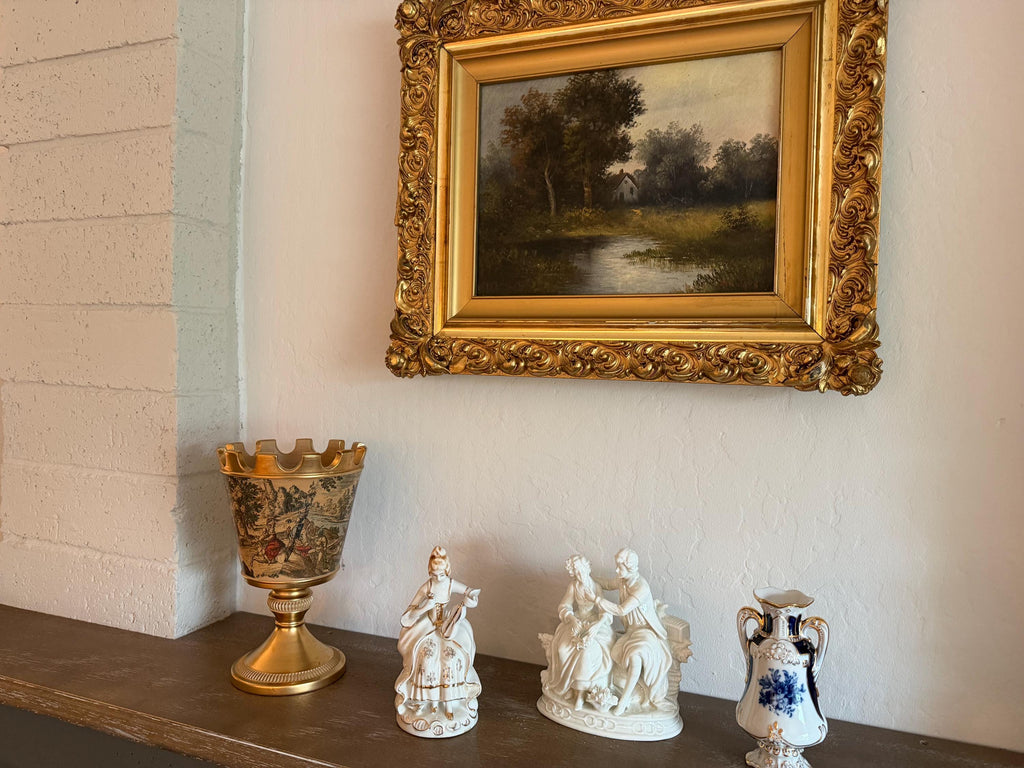Japan Porcelain Figurines | Rococo Lady & Romantic Couple | Mid-Century