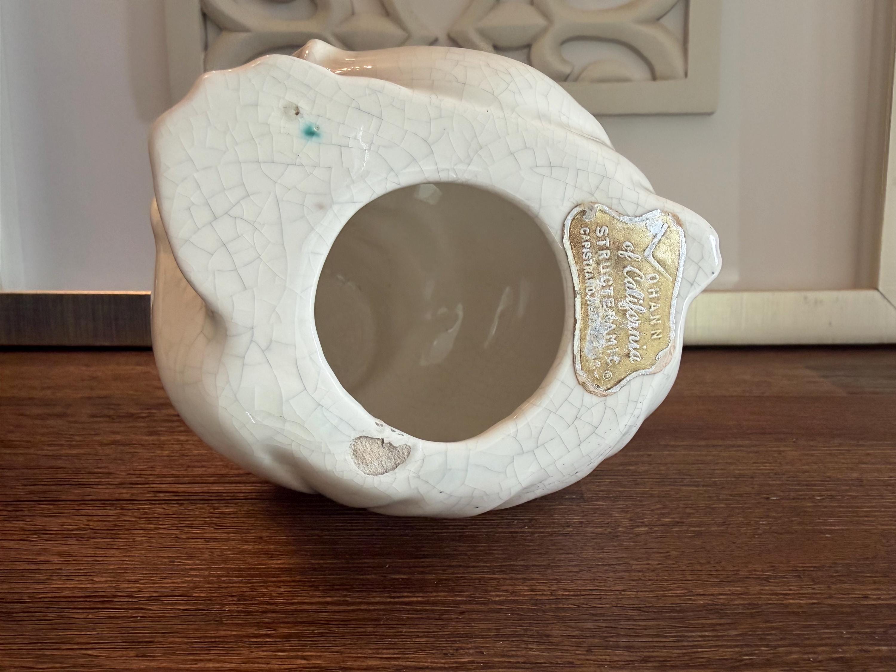 Otagiri of California Money Bag Coin Bank | Ivory Crackle Glaze Ceramic | Collectible Decor