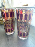 Gold & Amethyst Highball Glasses – Mid-Century Hollywood Regency – Set of 2