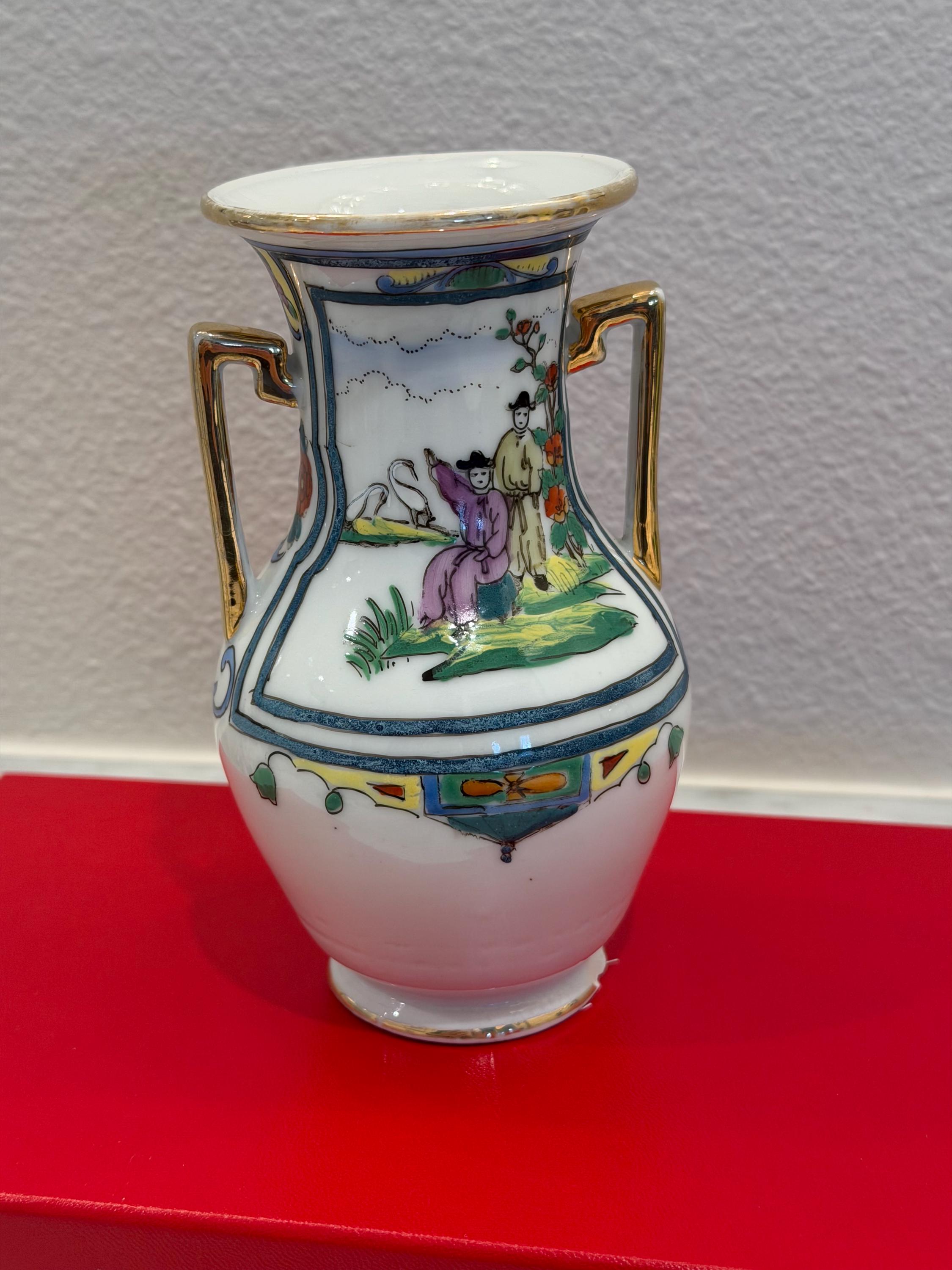 Nippon Porcelain Vase | Meiji Era, Hand-Painted Figural Decor