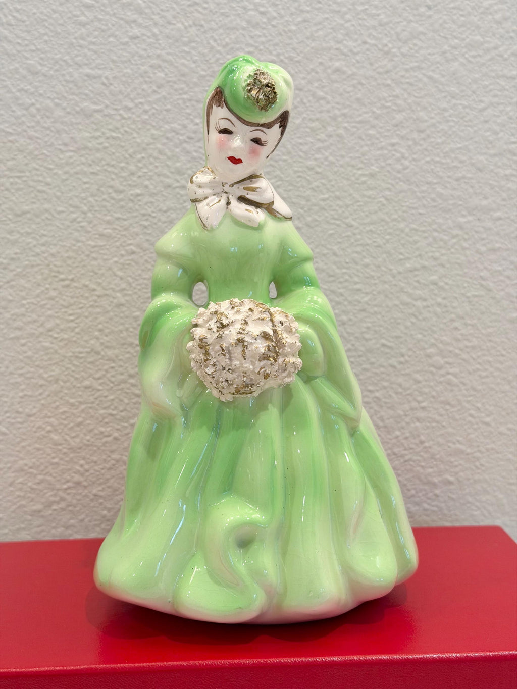 Lady Head Vase | 1950s Green Dress Ceramic Planter Vintage