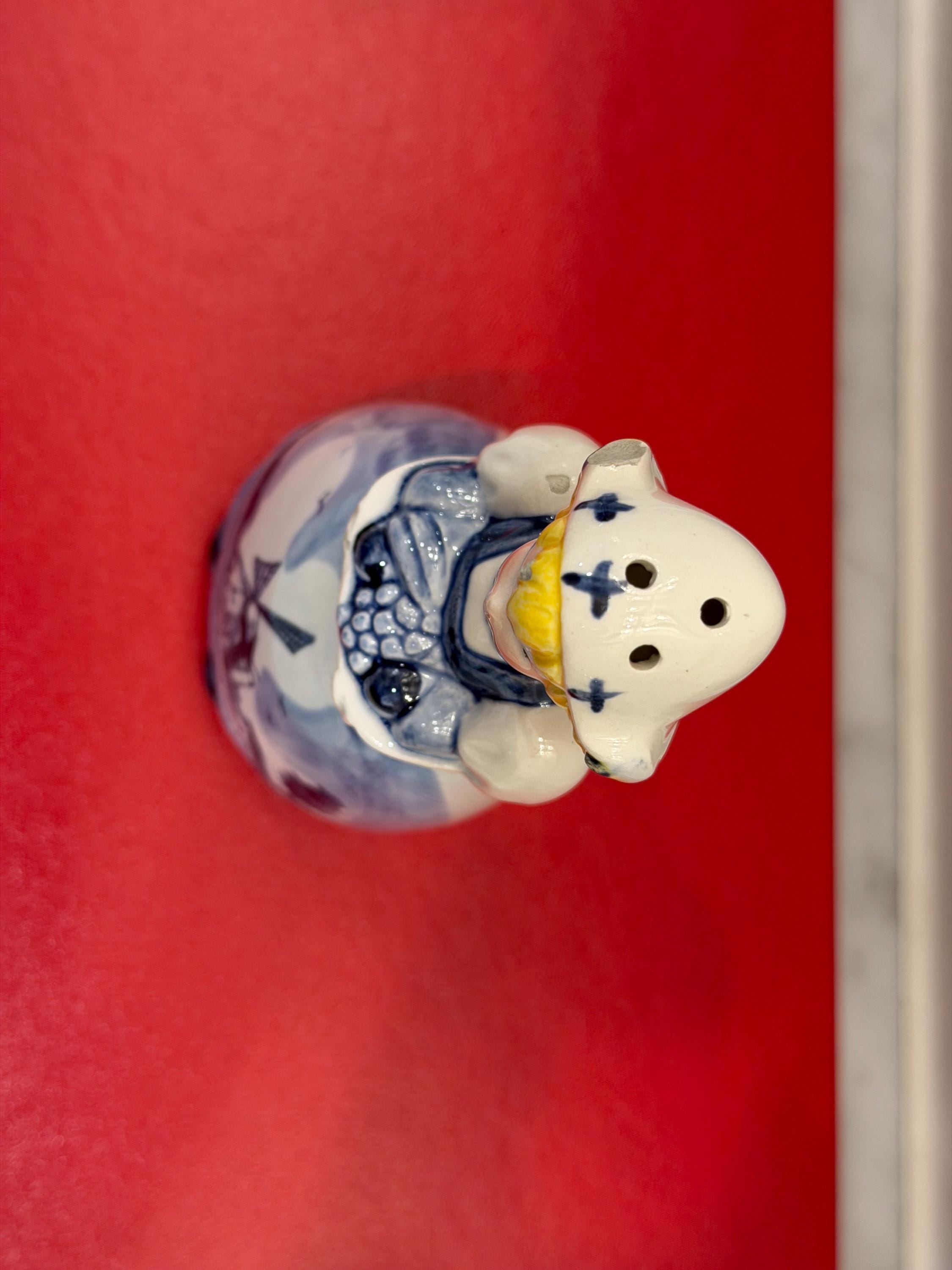 Delft Girl Figurines Holland Windmill, Blue & White Ceramic Set