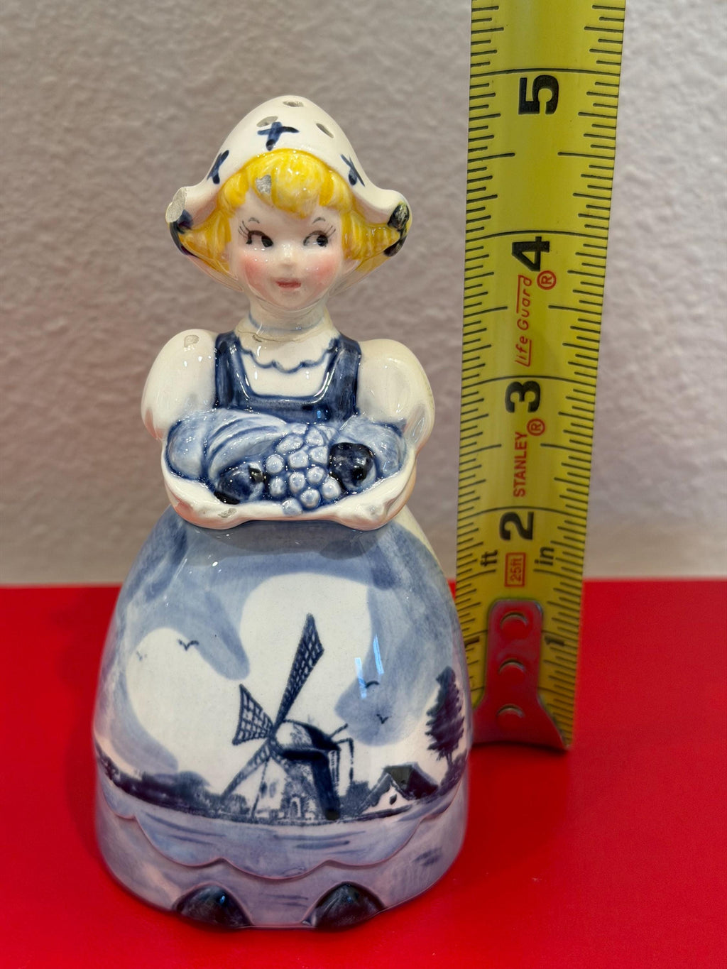 Delft Girl Figurines Holland Windmill, Blue & White Ceramic Set