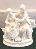 Nymphenburg Porcelain Lamp Base – German Figural Couple, Blanc de Chine (c.1890–1920)