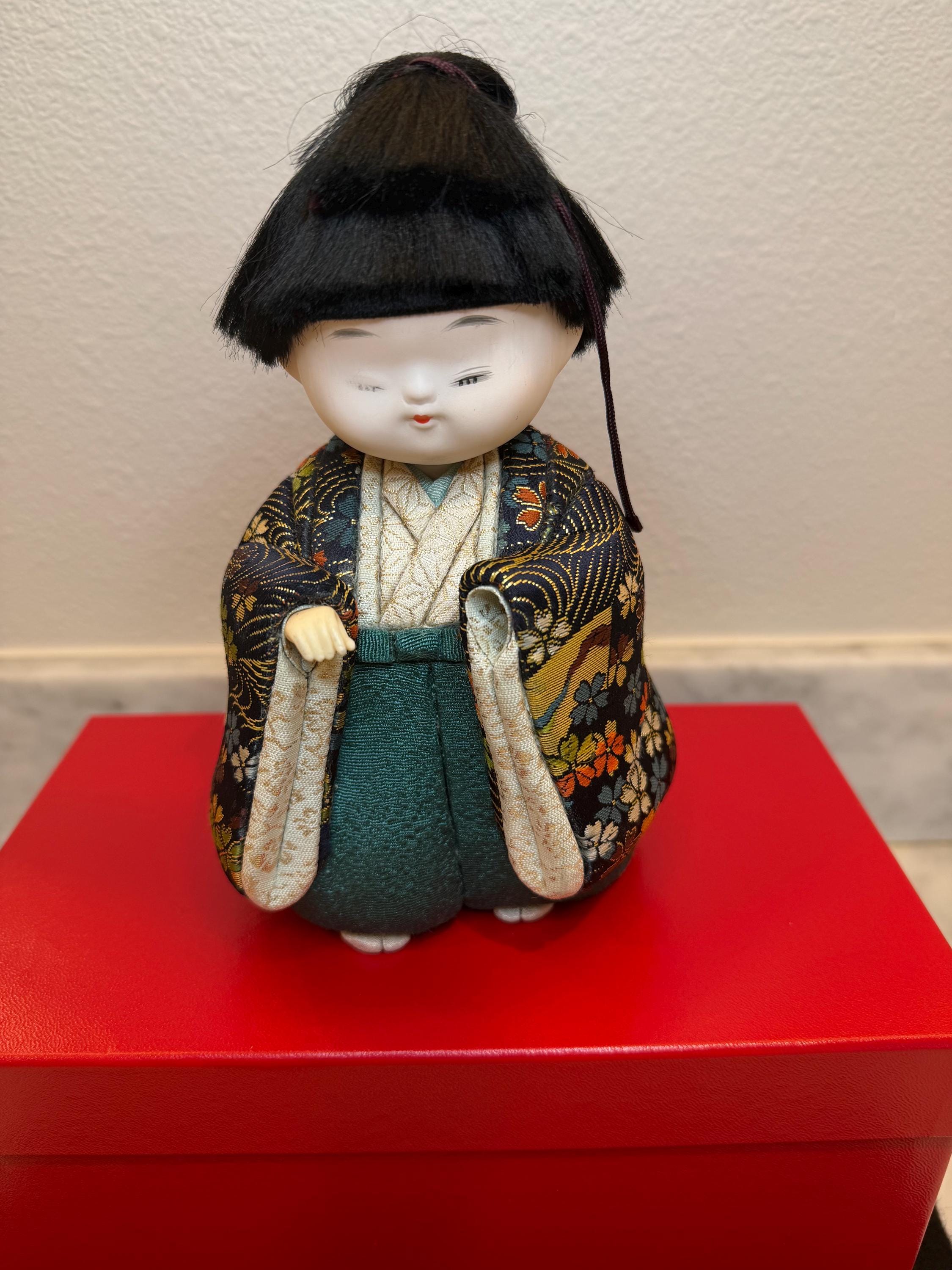 Ichimatsu Doll, Silk Brocade Kimono, Mid-Century Traditional Toy Japanese