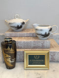 Fukagawa Arita Cream and Sugar Set, Japanese Porcelain Pagoda Landscape