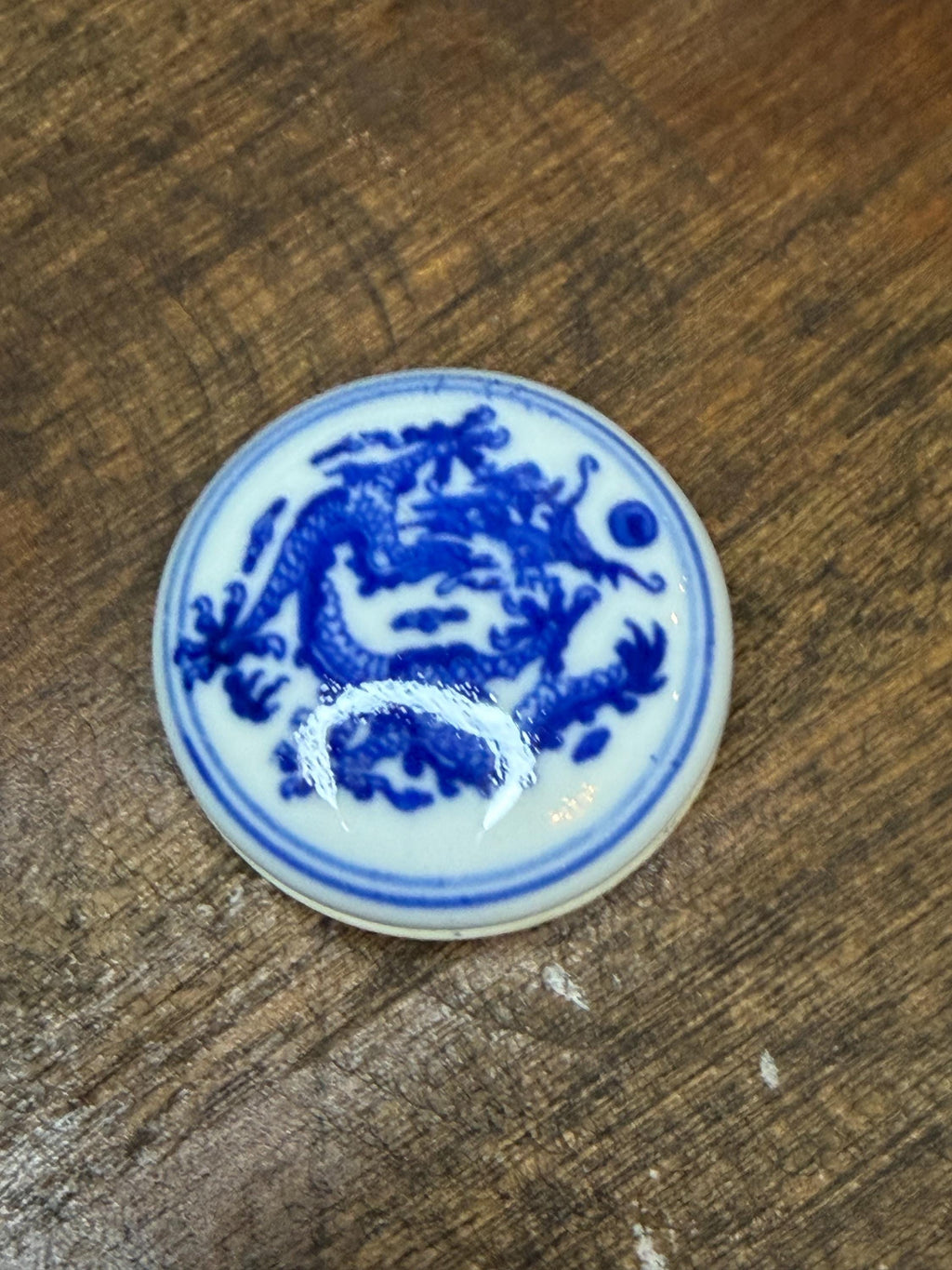 Porcelain Dragon Chinese Seal Paste Box with Cinnabar
