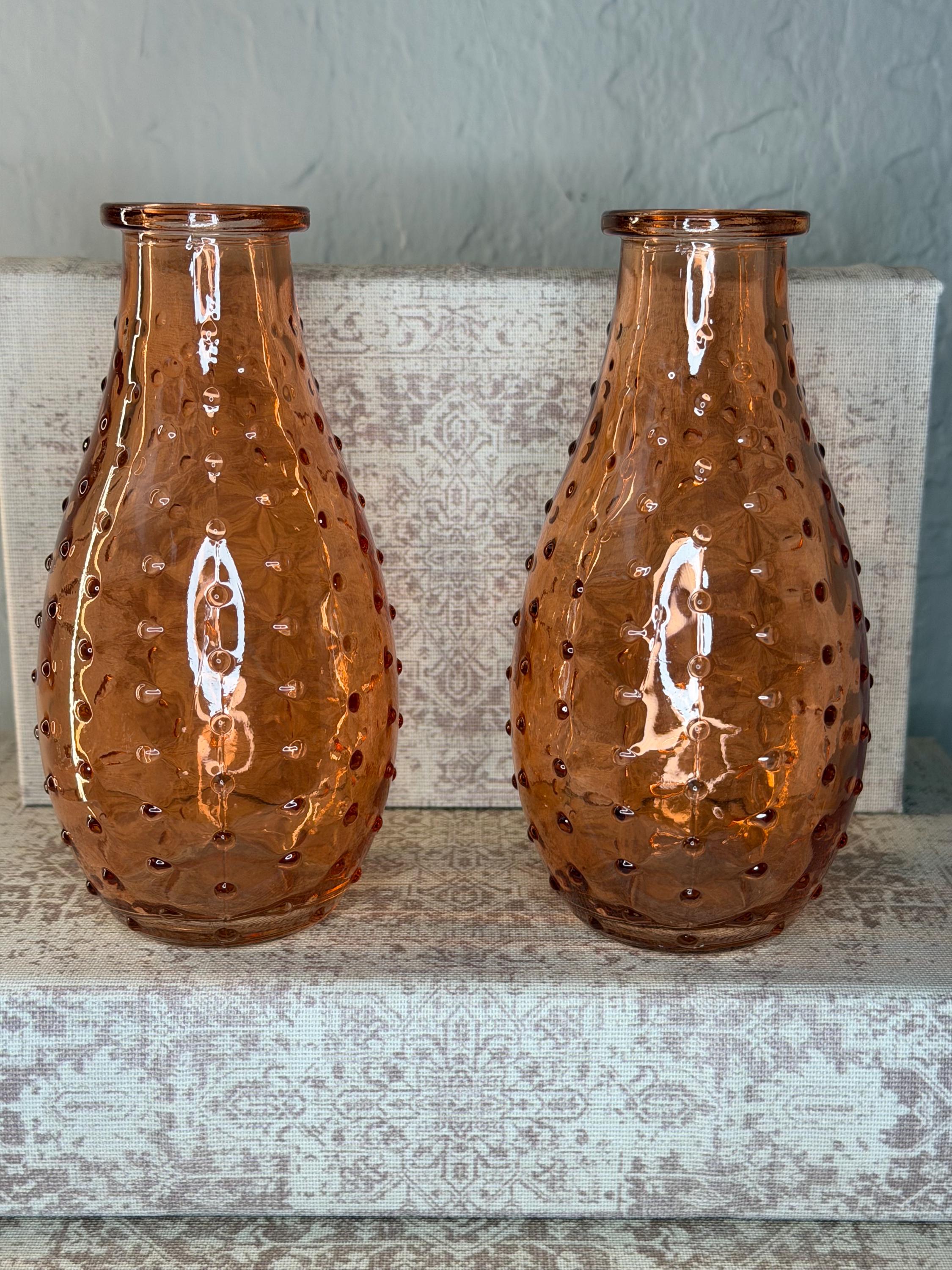 Amber Glass Bottle Set, 6 Piece Boho Decor Vintage