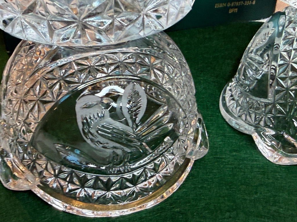 Swan Pressed Glass Pedestal Bowls – Mid Century Candy Dishes