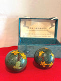 Cloisonné Baoding Health Balls w/ Original Box & Instructions – Green Enamel Meditation Spheres