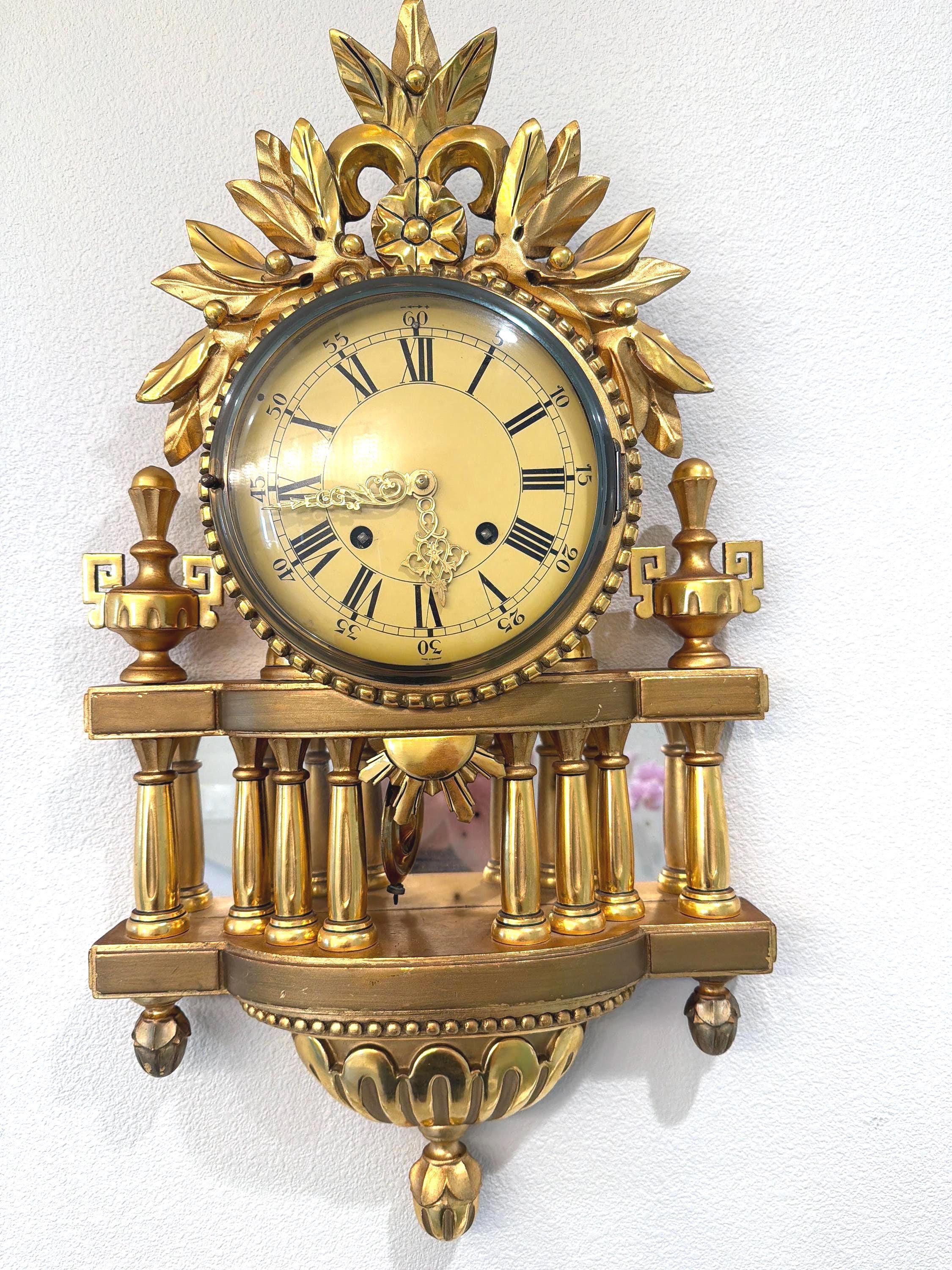 Gilt Wall Clock – Neoclassical Ormolu Cartel Clock, Working French