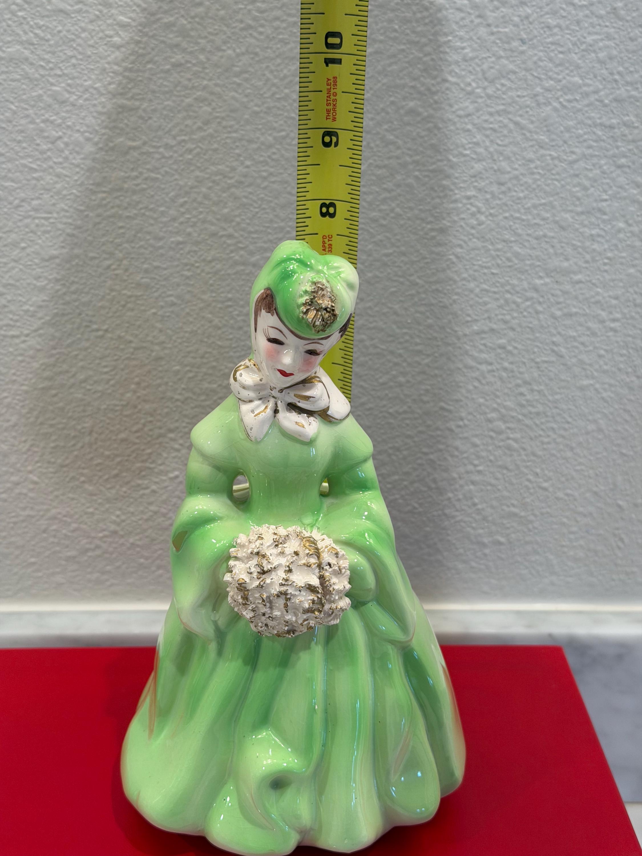 Lady Head Vase | 1950s Green Dress Ceramic Planter Vintage