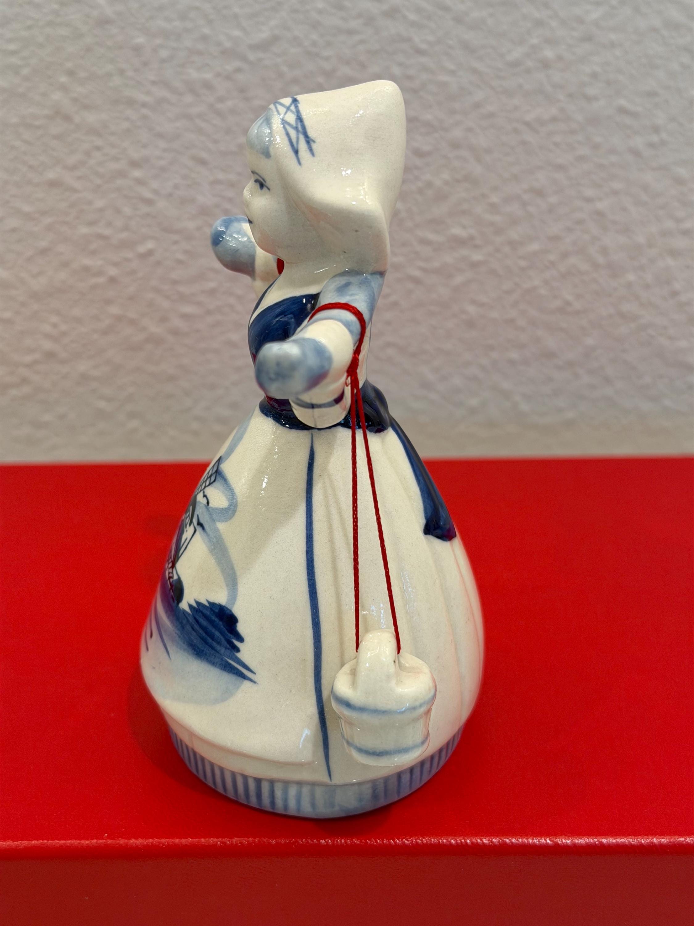 Delft Girl Figurines Holland Windmill, Blue & White Ceramic Set