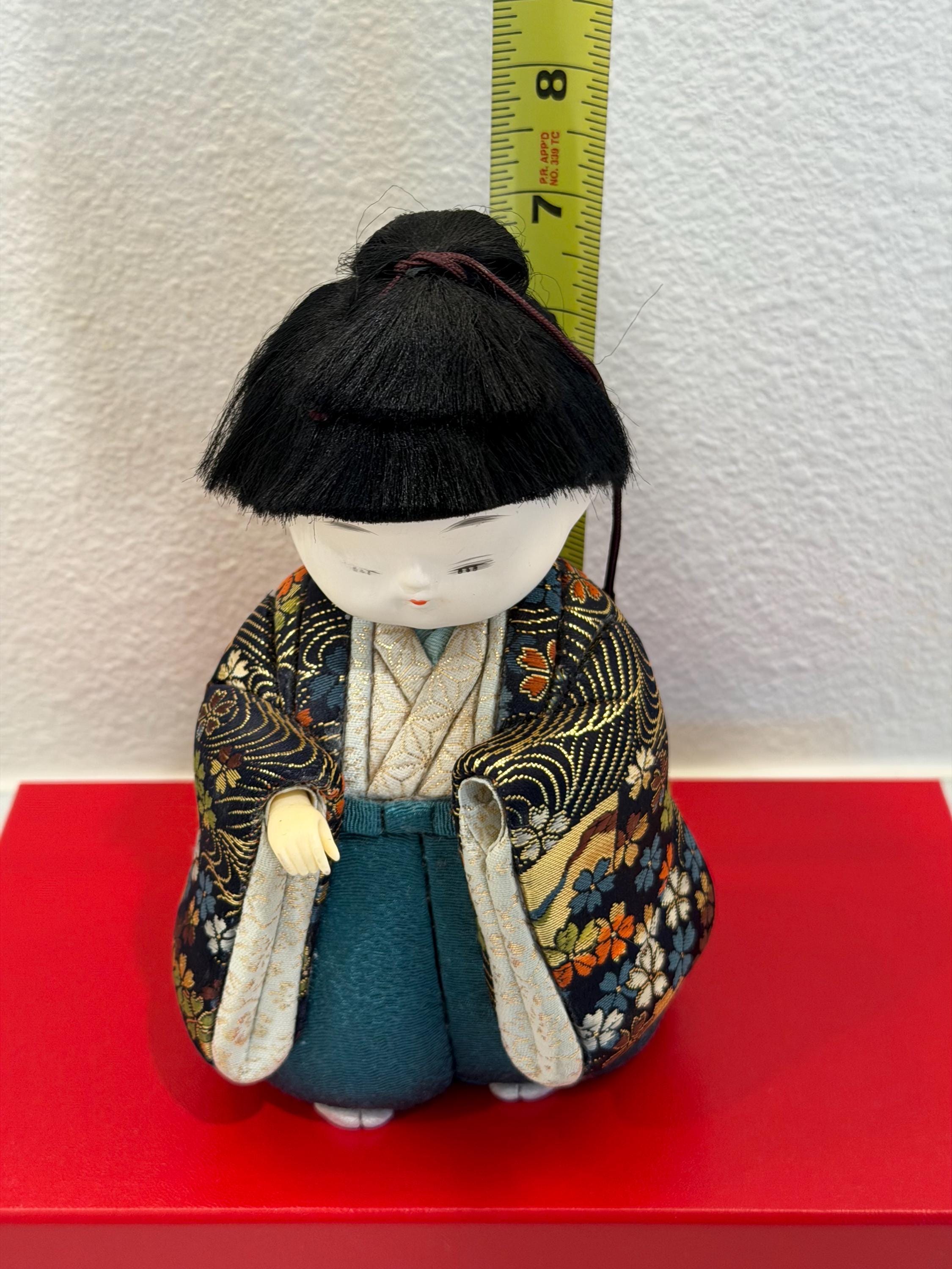 Ichimatsu Doll, Silk Brocade Kimono, Mid-Century Traditional Toy Japanese