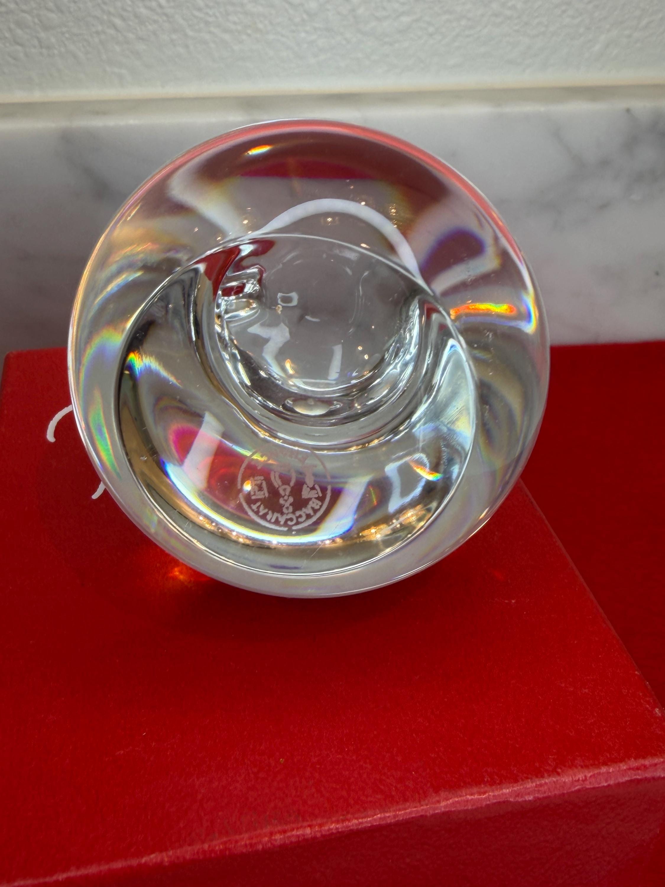 Baccarat Crystal Bear Figurine in Original Red Box Authentic French Crystal Paperweight Decor