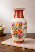Satsuma Style Vase | Made in Japan | Hand-Painted Floral Porcelain | 10” Tall