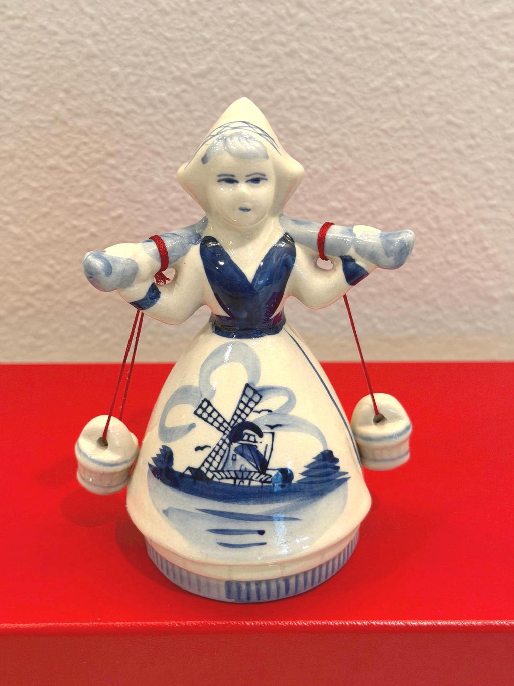 Delft Girl Figurines Holland Windmill, Blue & White Ceramic Set