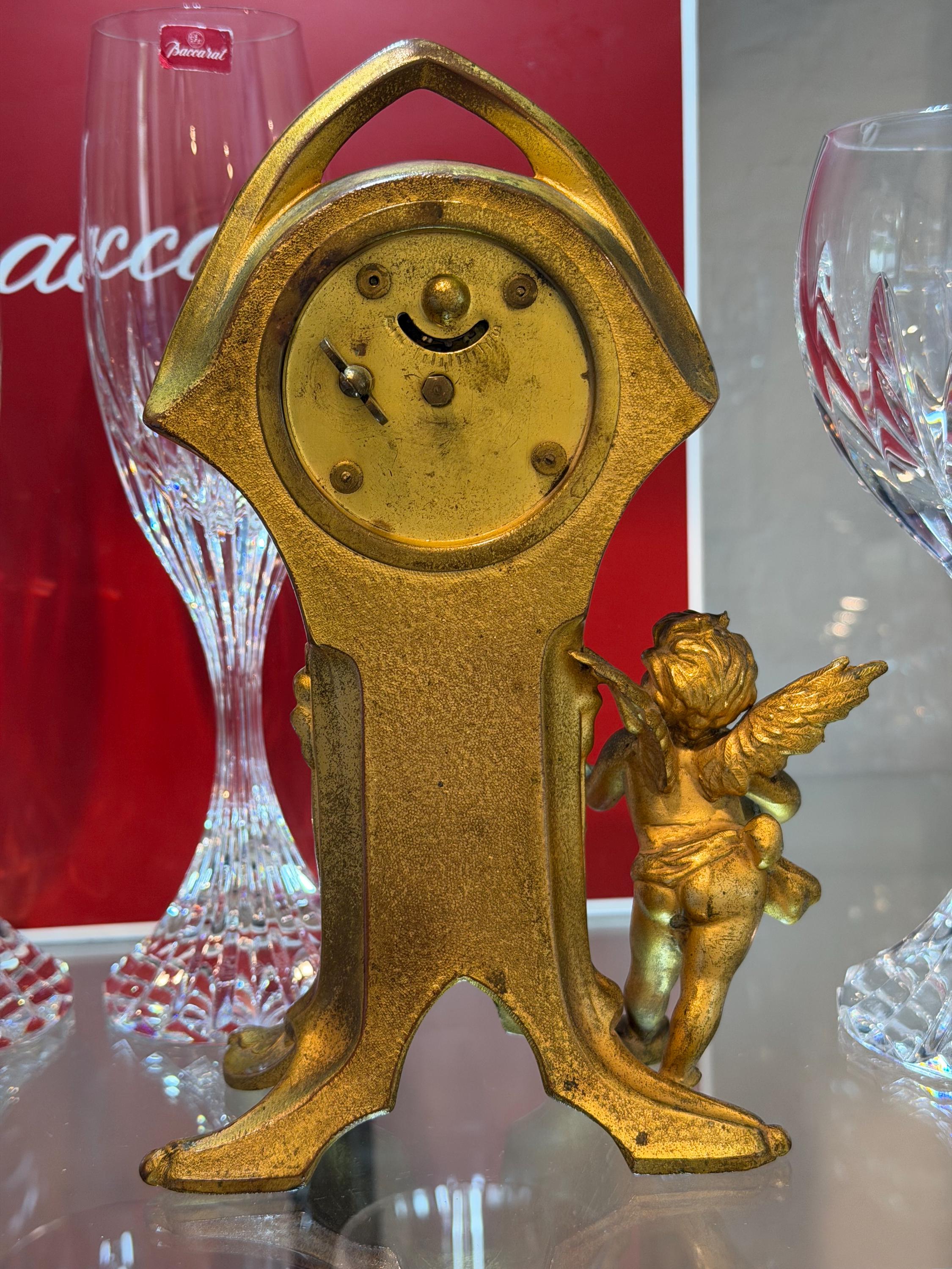 New Haven Art Nouveau Cherub Clock – Gilt Finish – Rare Decorative Model