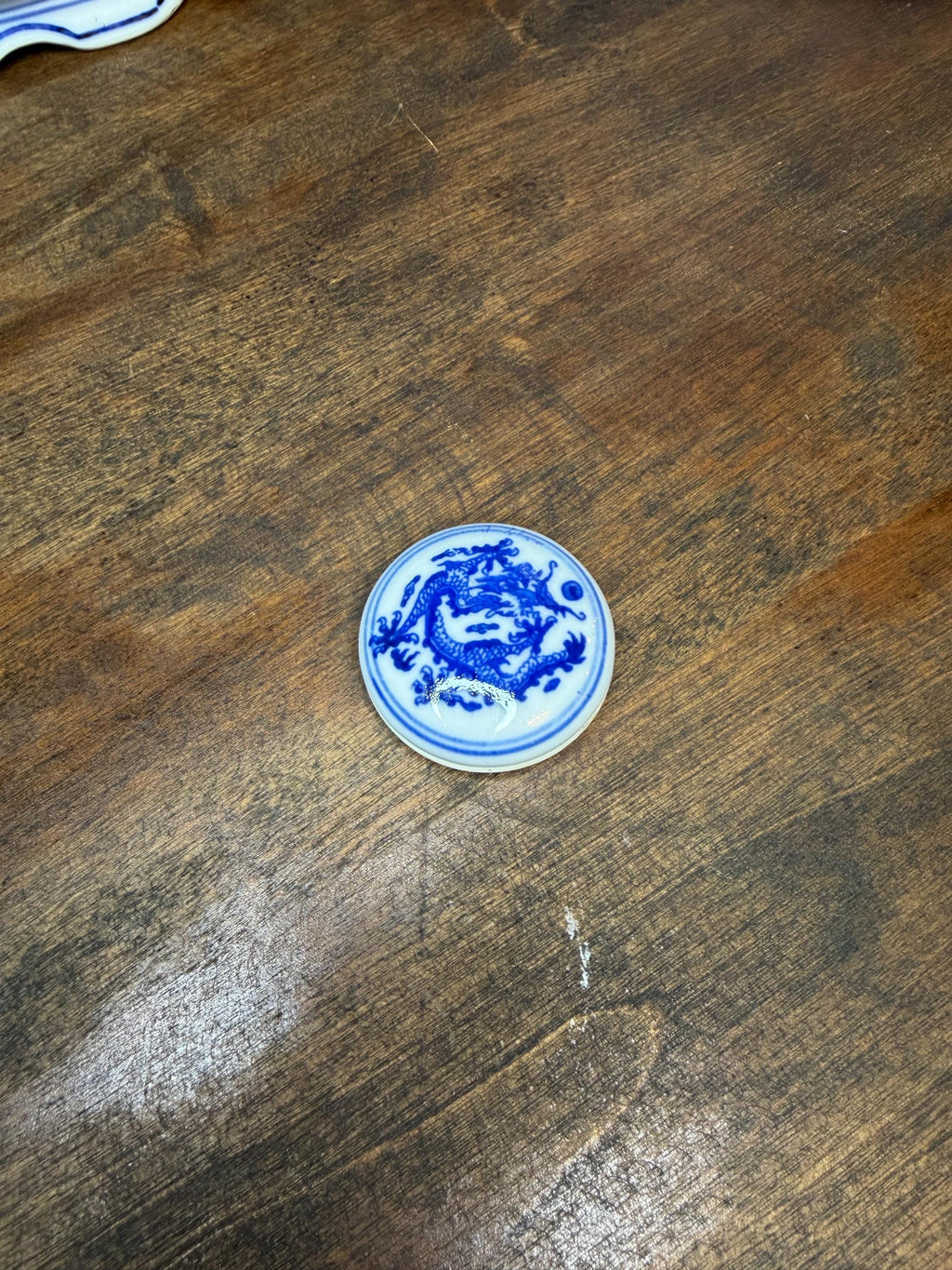 Porcelain Dragon Chinese Seal Paste Box with Cinnabar