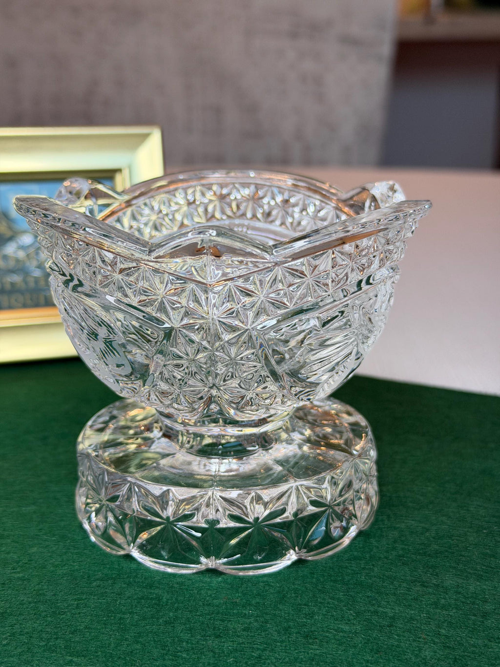 Swan Pressed Glass Pedestal Bowls – Mid Century Candy Dishes