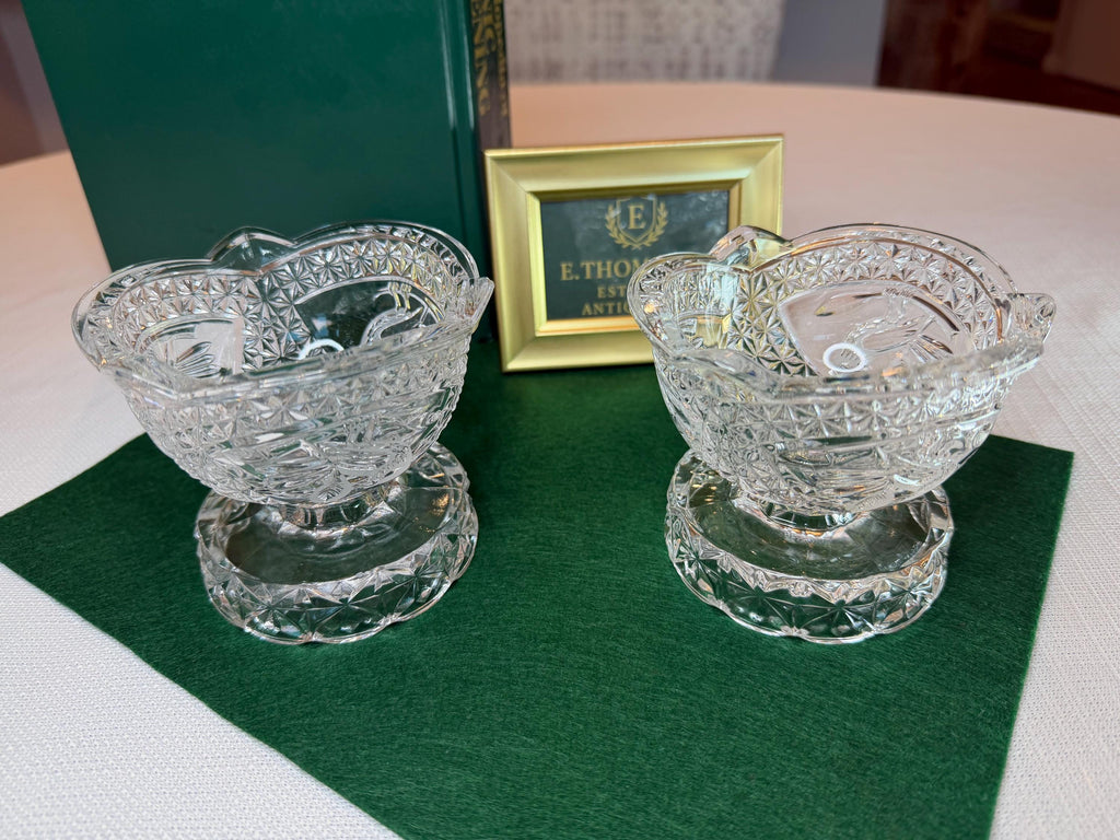 Swan Pressed Glass Pedestal Bowls – Mid Century Candy Dishes