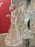 Heavy Cut Crystal Cruet Decanter w Stopper Starburst Base 7 Tall Vintage