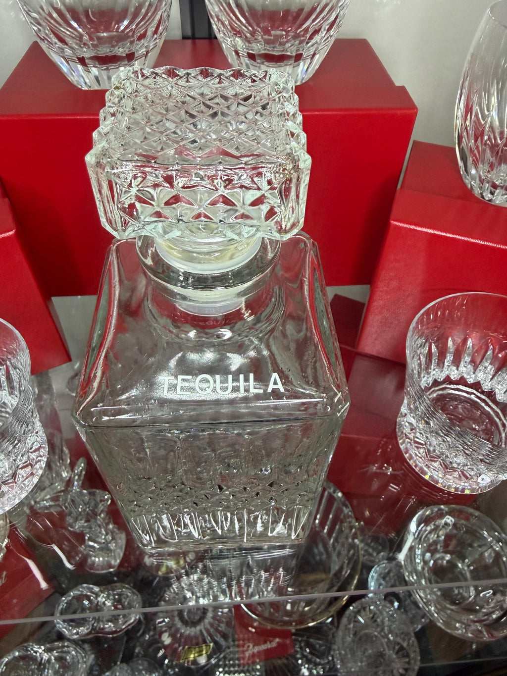 Tequila Decanter Glass Bar Bottle with Stopper Retro Barware Liquor Decanter