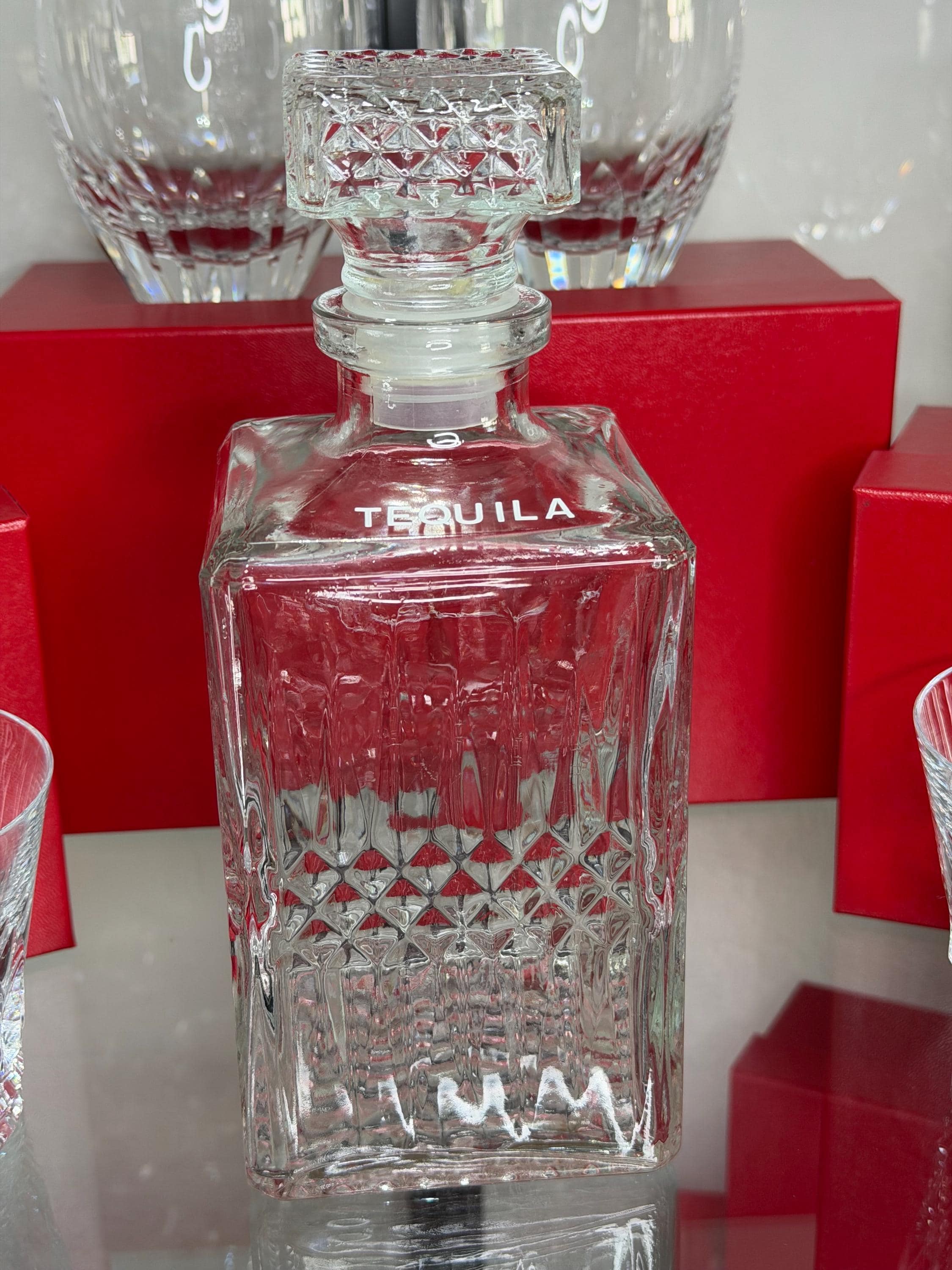 Tequila Decanter Glass Bar Bottle with Stopper Retro Barware Liquor Decanter