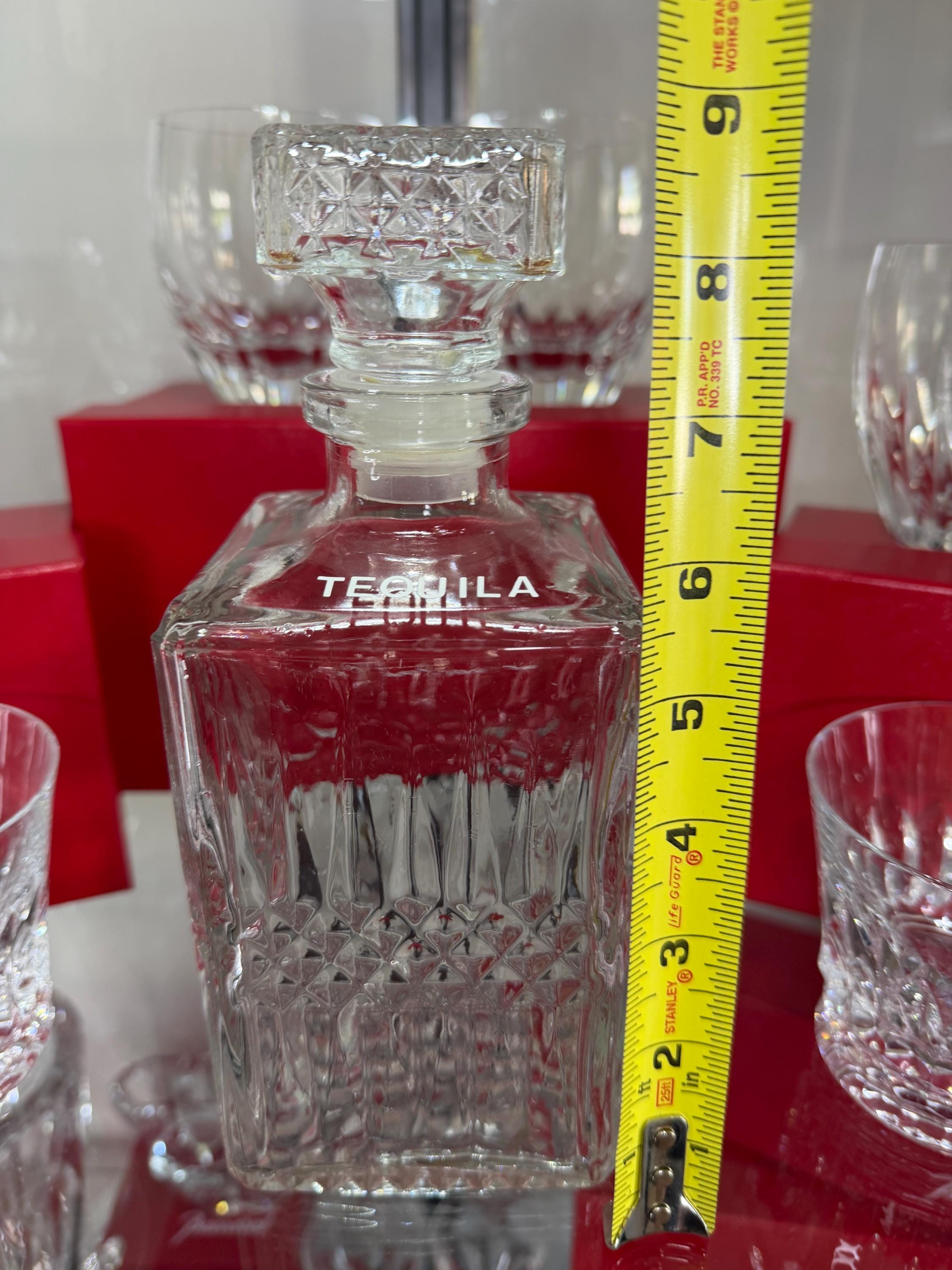 Tequila Decanter Glass Bar Bottle with Stopper Retro Barware Liquor Decanter