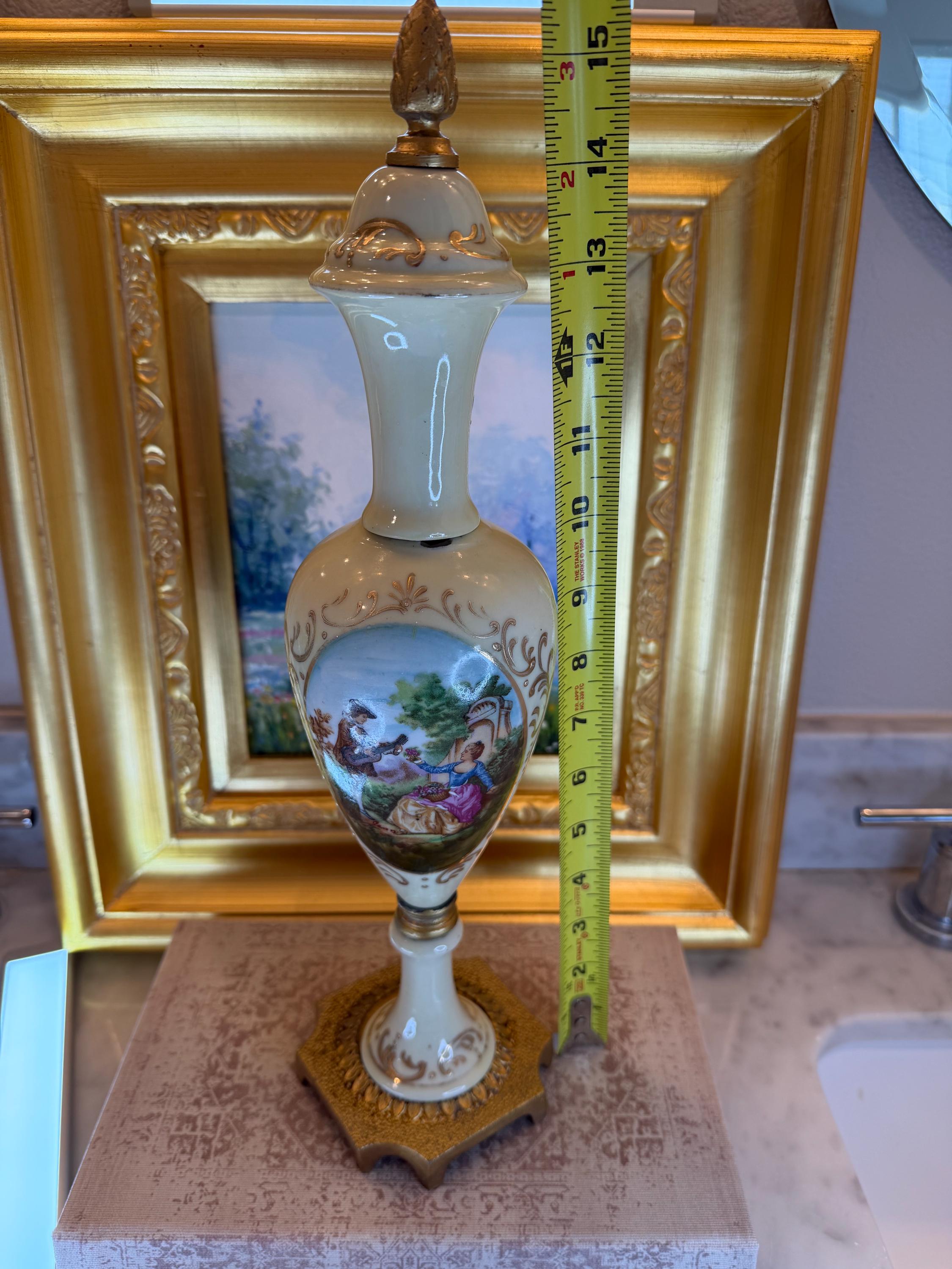 Porcelain Urn: Romantic Courting Scene, French Rococo Style, Ormolu Base