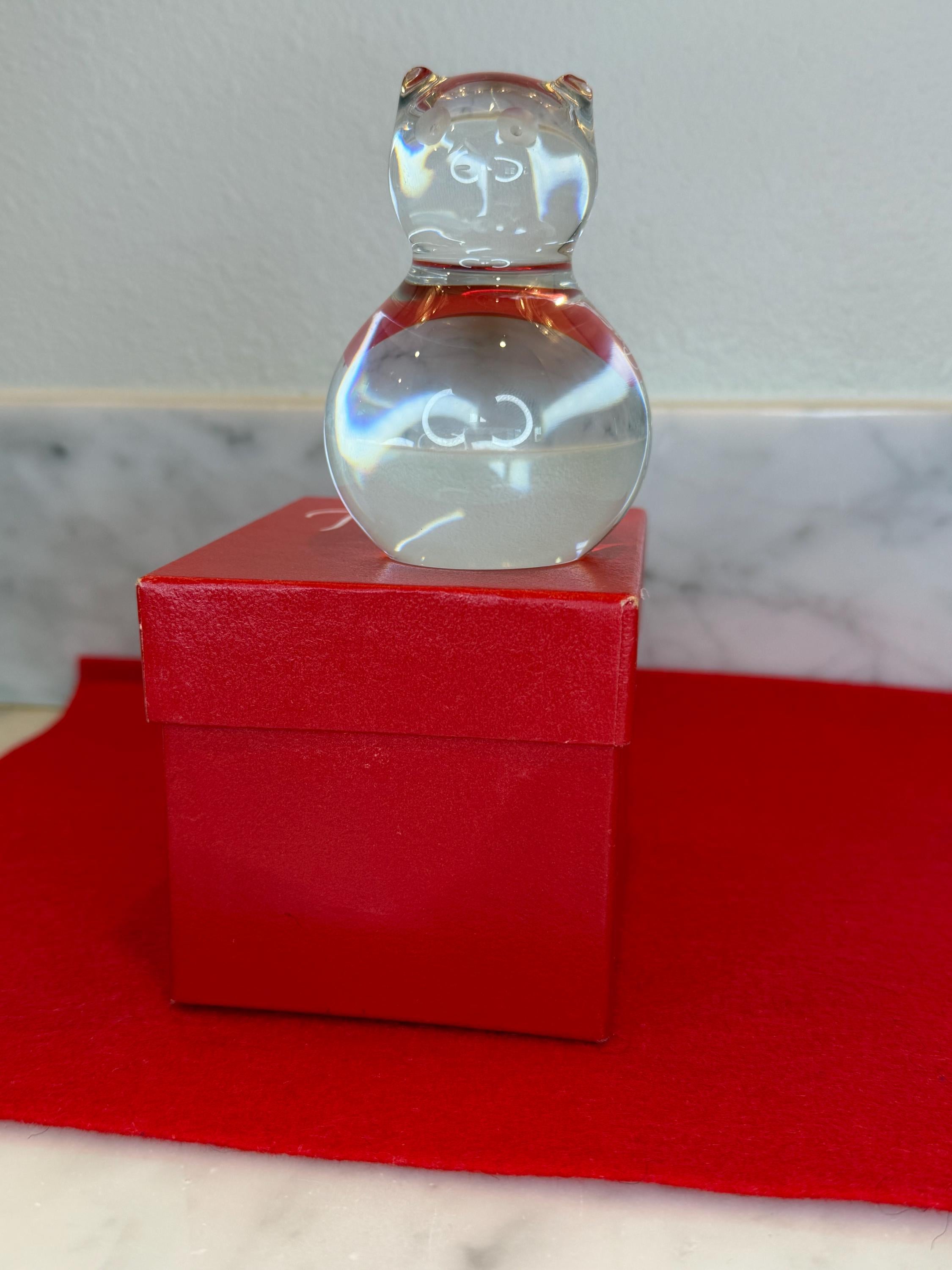 Baccarat Crystal Bear Figurine in Original Red Box Authentic French Crystal Paperweight Decor