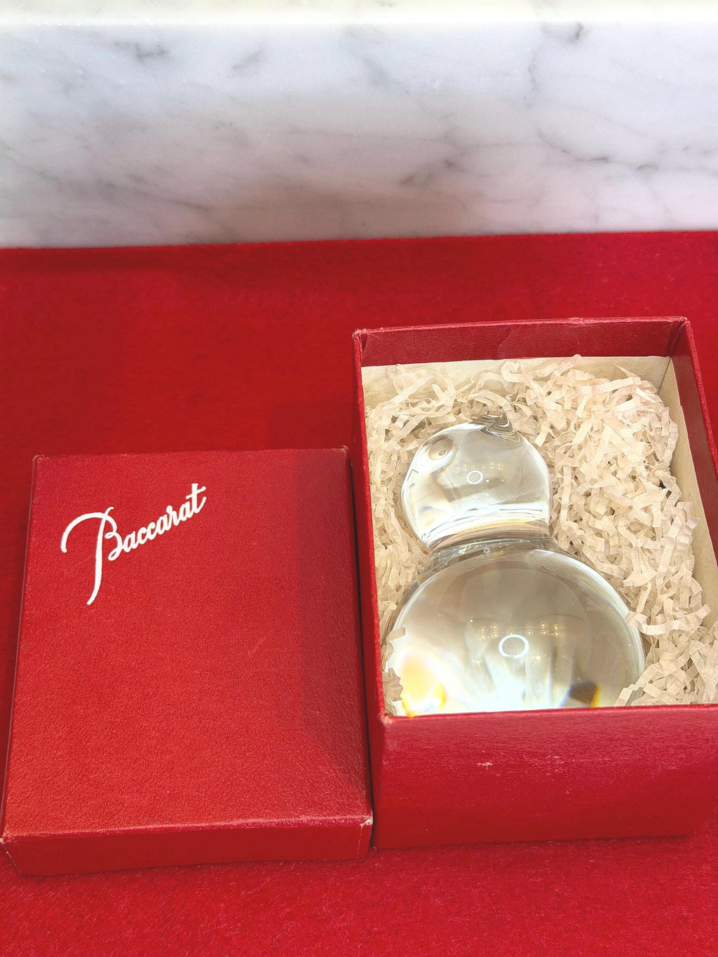 Baccarat Crystal Bear Figurine in Original Red Box Authentic French Crystal Paperweight Decor