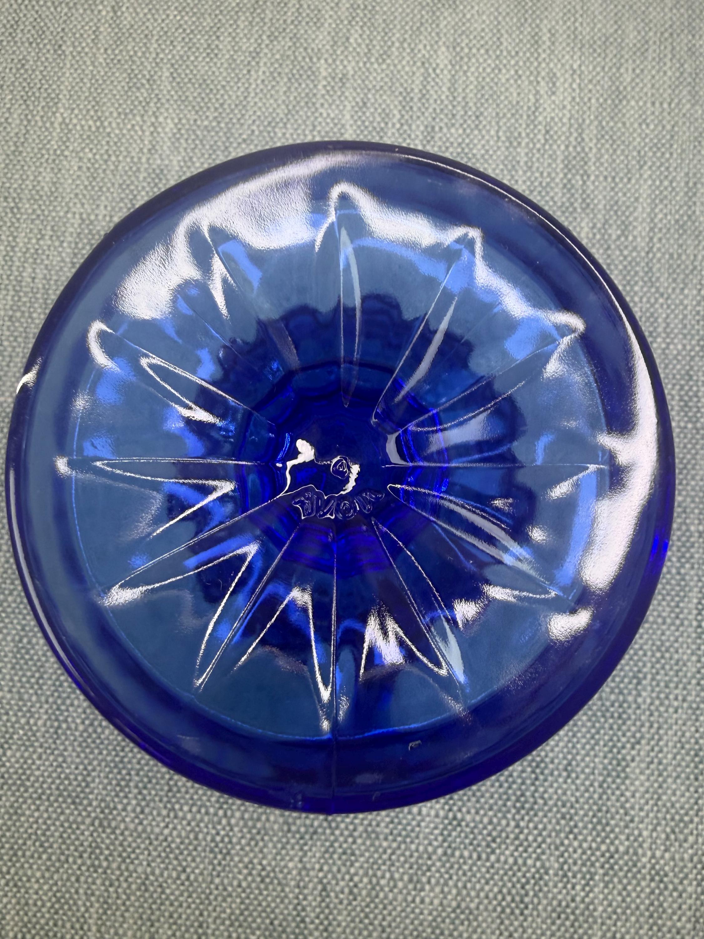 Creamer Pitcher, Footed Cottage Kitchen Decor Cobalt Blue Pressed Glass