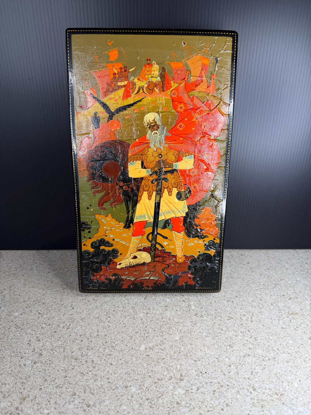 Russian Lacquer Book Box: Hand-Painted Fairy Tale Scene, Trinket Jewelry Storage