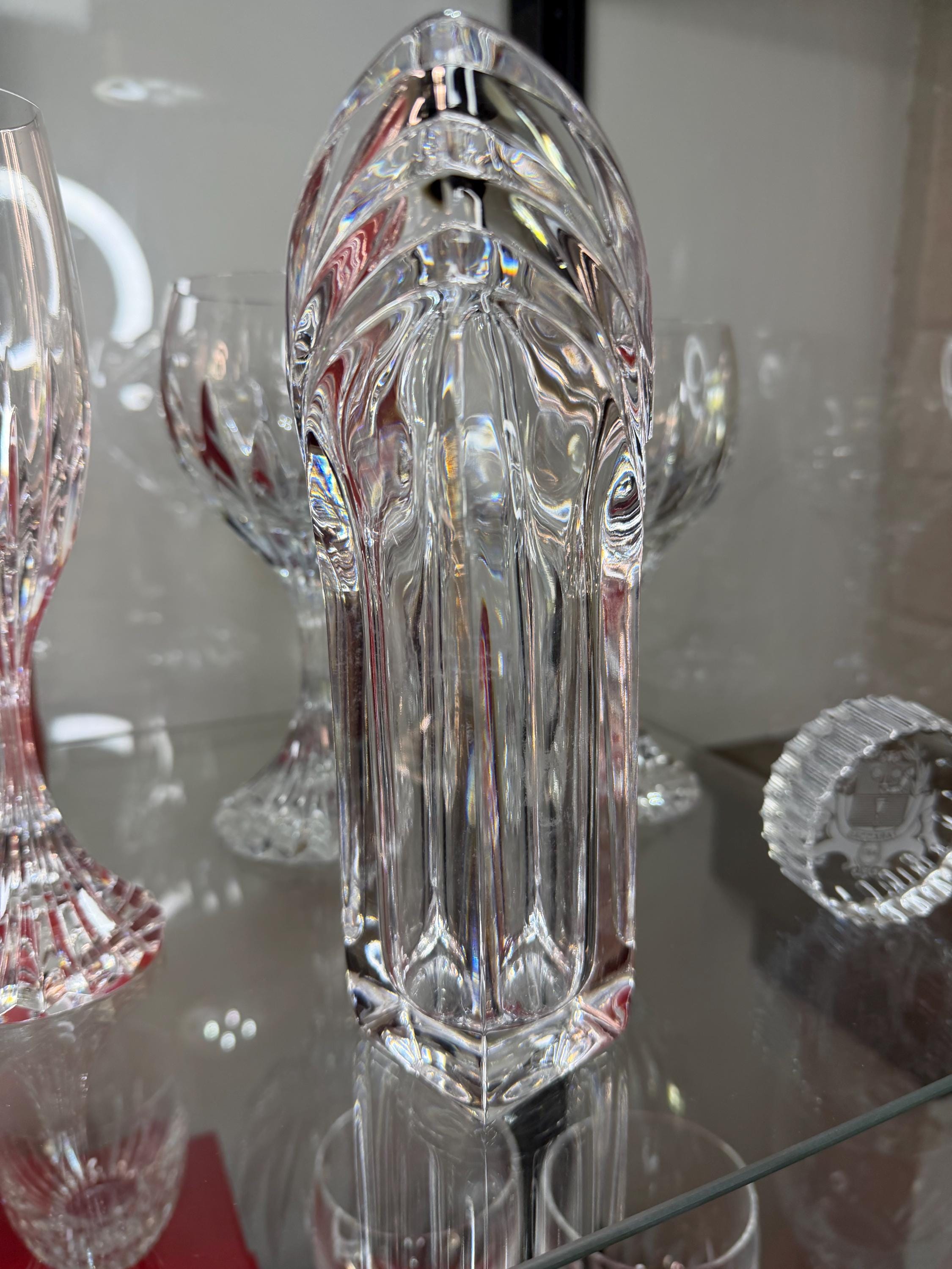Lead Crystal Bud Vase – Sculptural Faceted Modernist Flower Decor