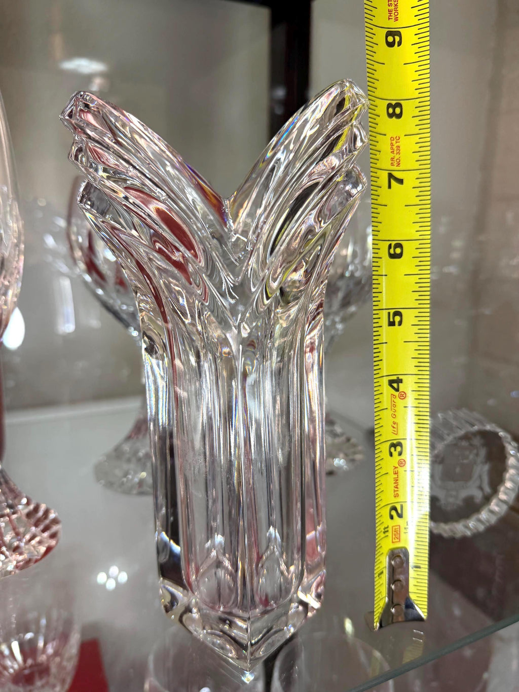 Lead Crystal Bud Vase – Sculptural Faceted Modernist Flower Decor