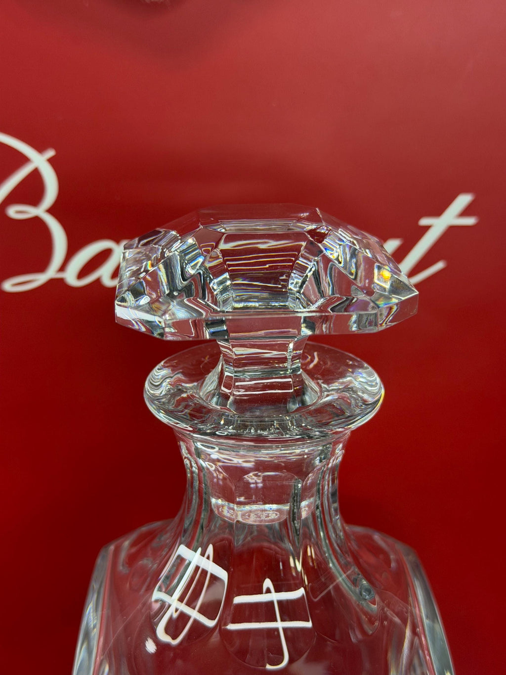 Baccarat Crystal Decanter w/ Monogram & Crown + Baccarat Box + Brandy with Box