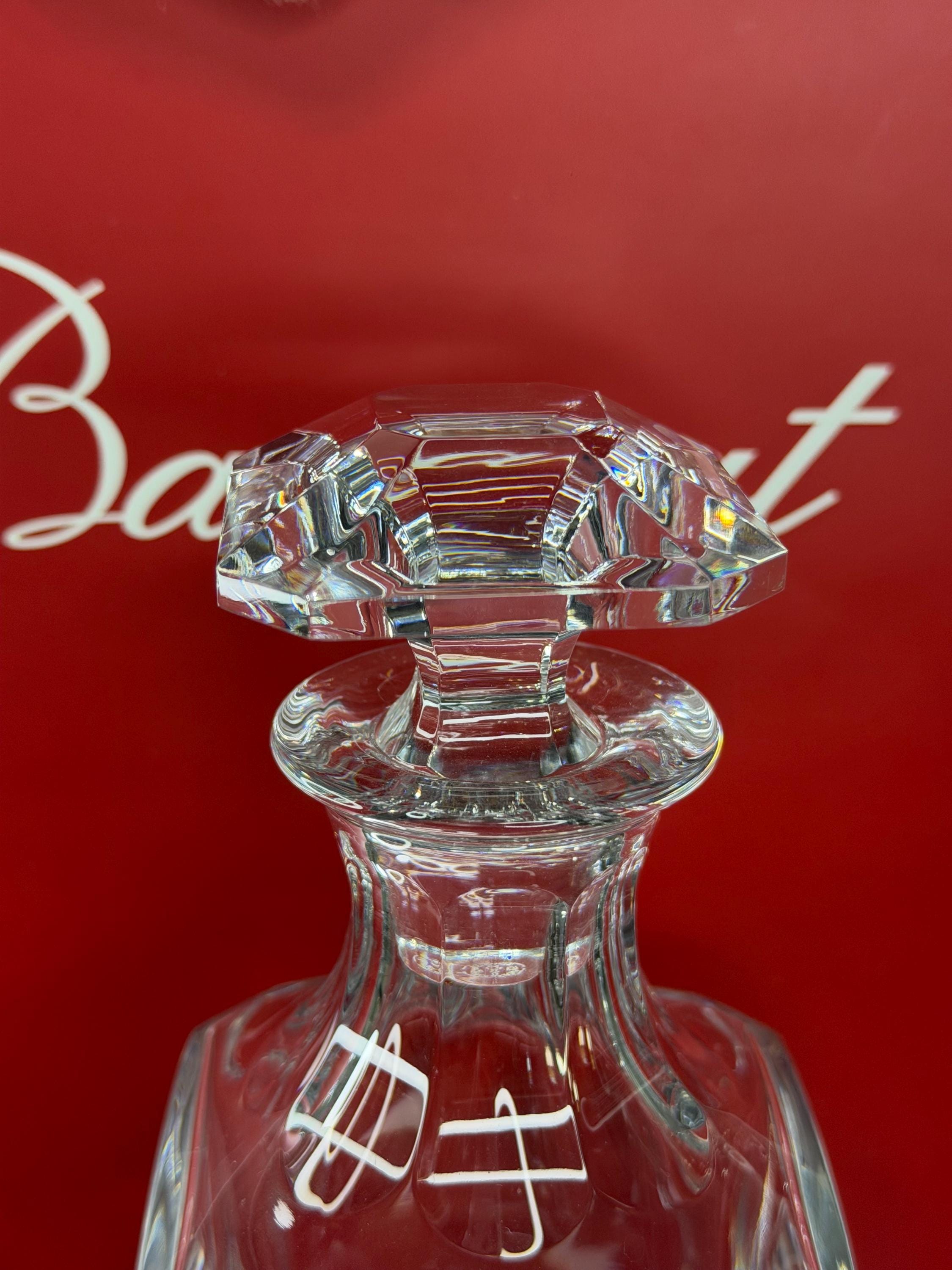 Baccarat Crystal Decanter w/ Monogram & Crown + Baccarat Box + Brandy with Box